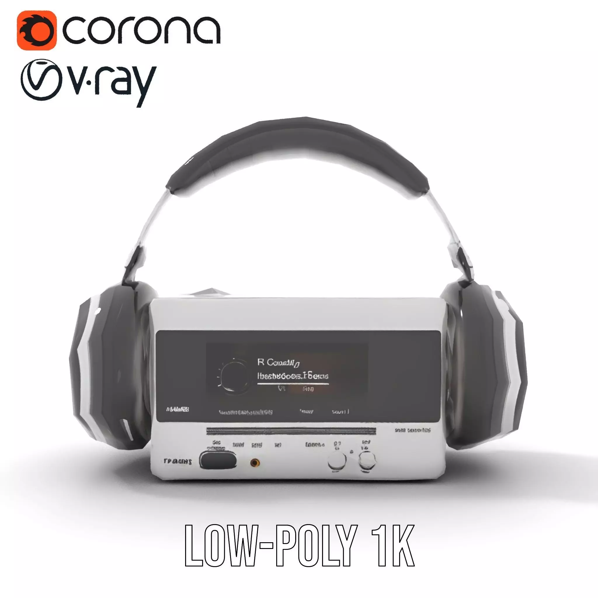 Retro Radio with Headphones Model Pack Low-poly 3D model_30