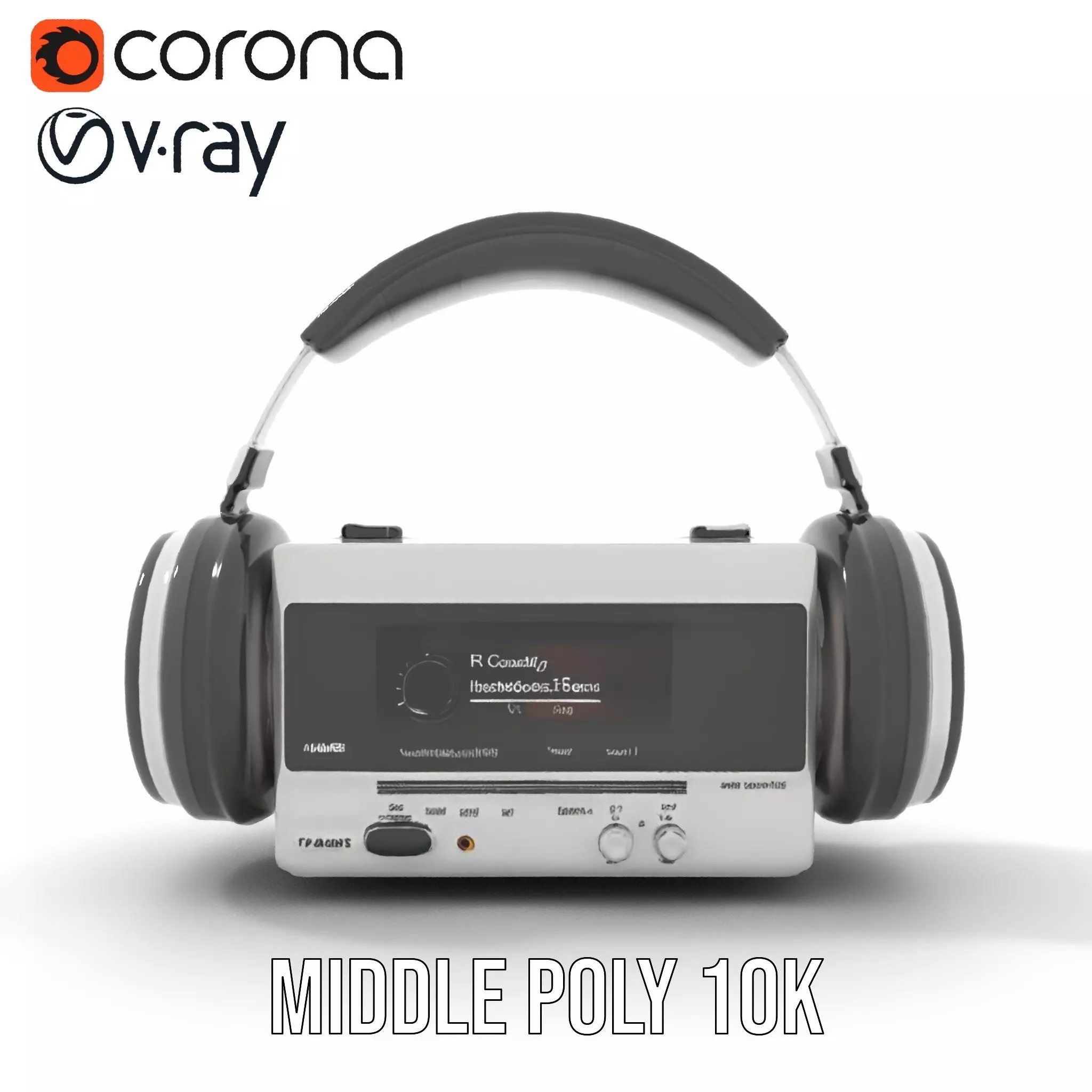 Retro Radio with Headphones Model Pack Low-poly 3D model_14