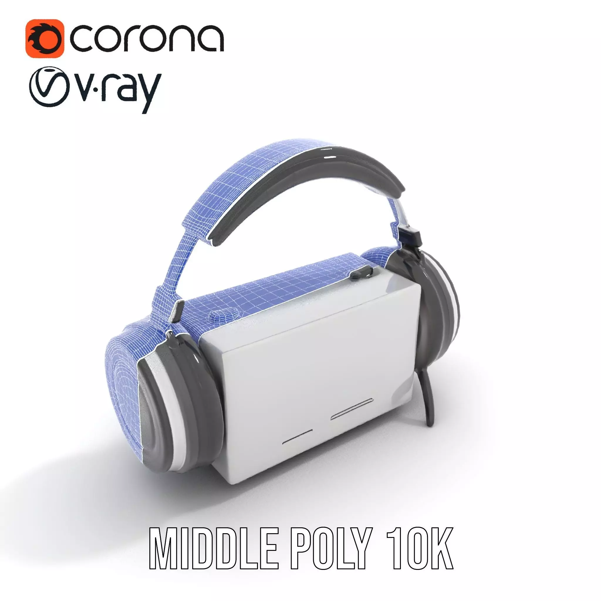 Retro Radio with Headphones Model Pack Low-poly 3D model_21