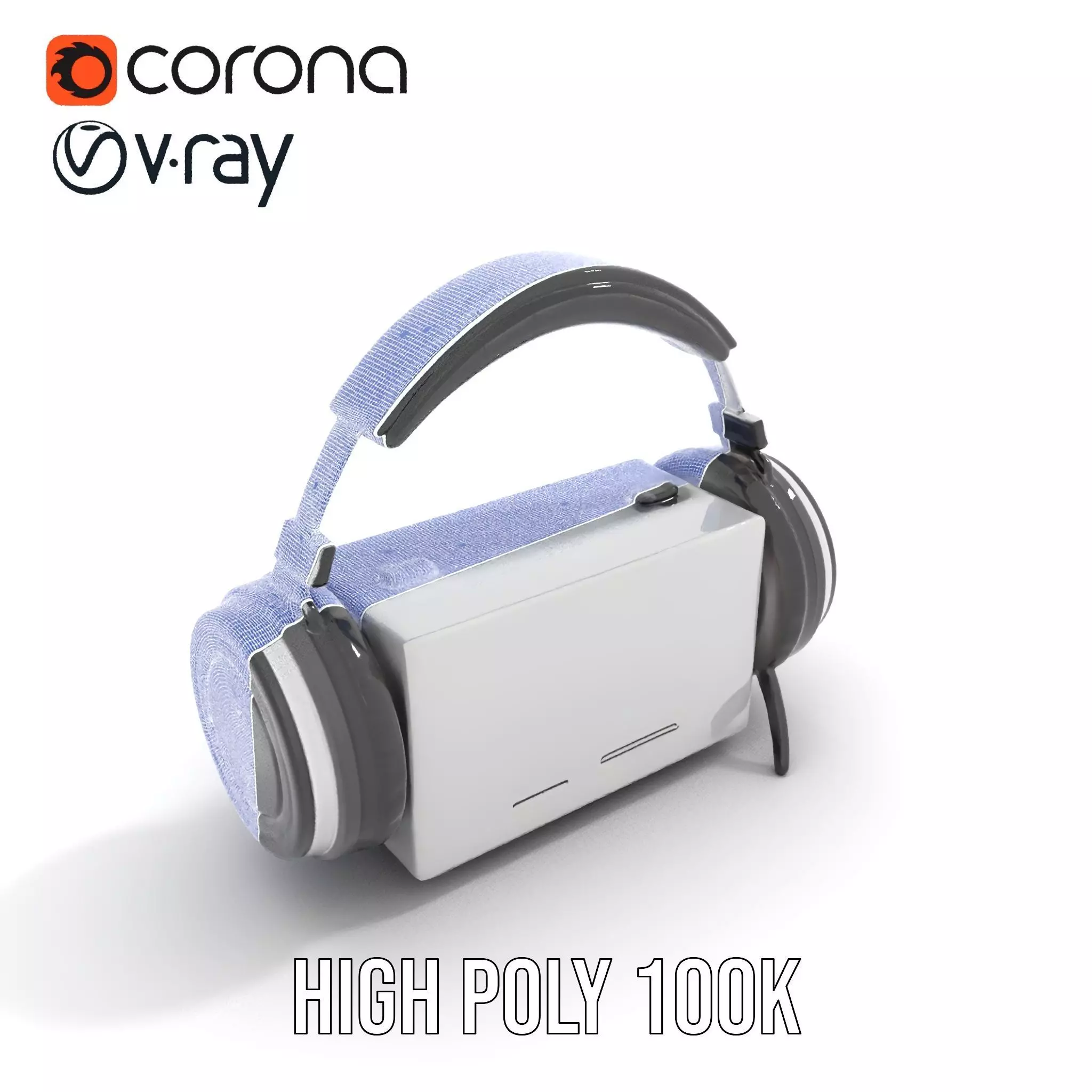 Retro Radio with Headphones Model Pack Low-poly 3D model_28