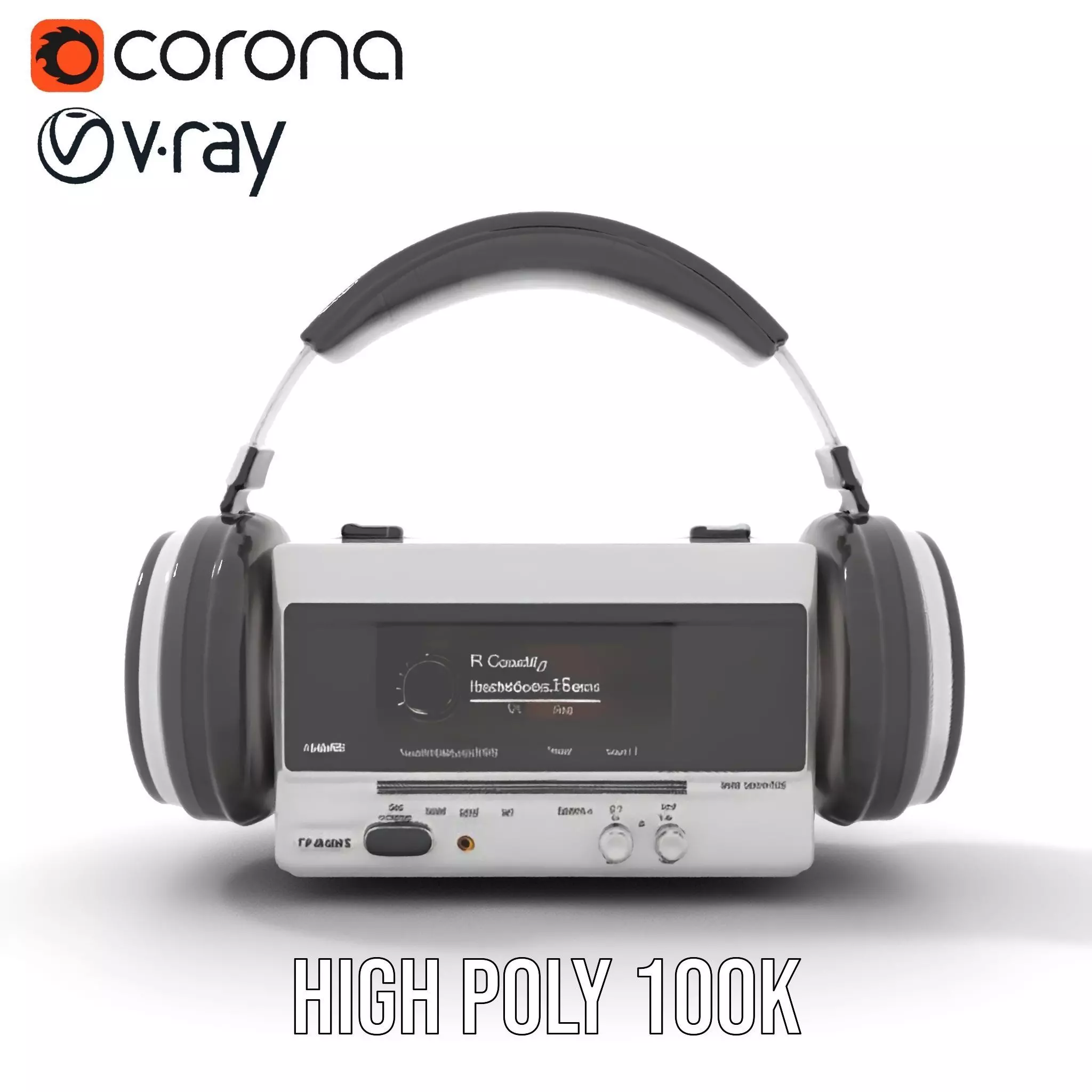 Retro Radio with Headphones Model Pack Low-poly 3D model_33