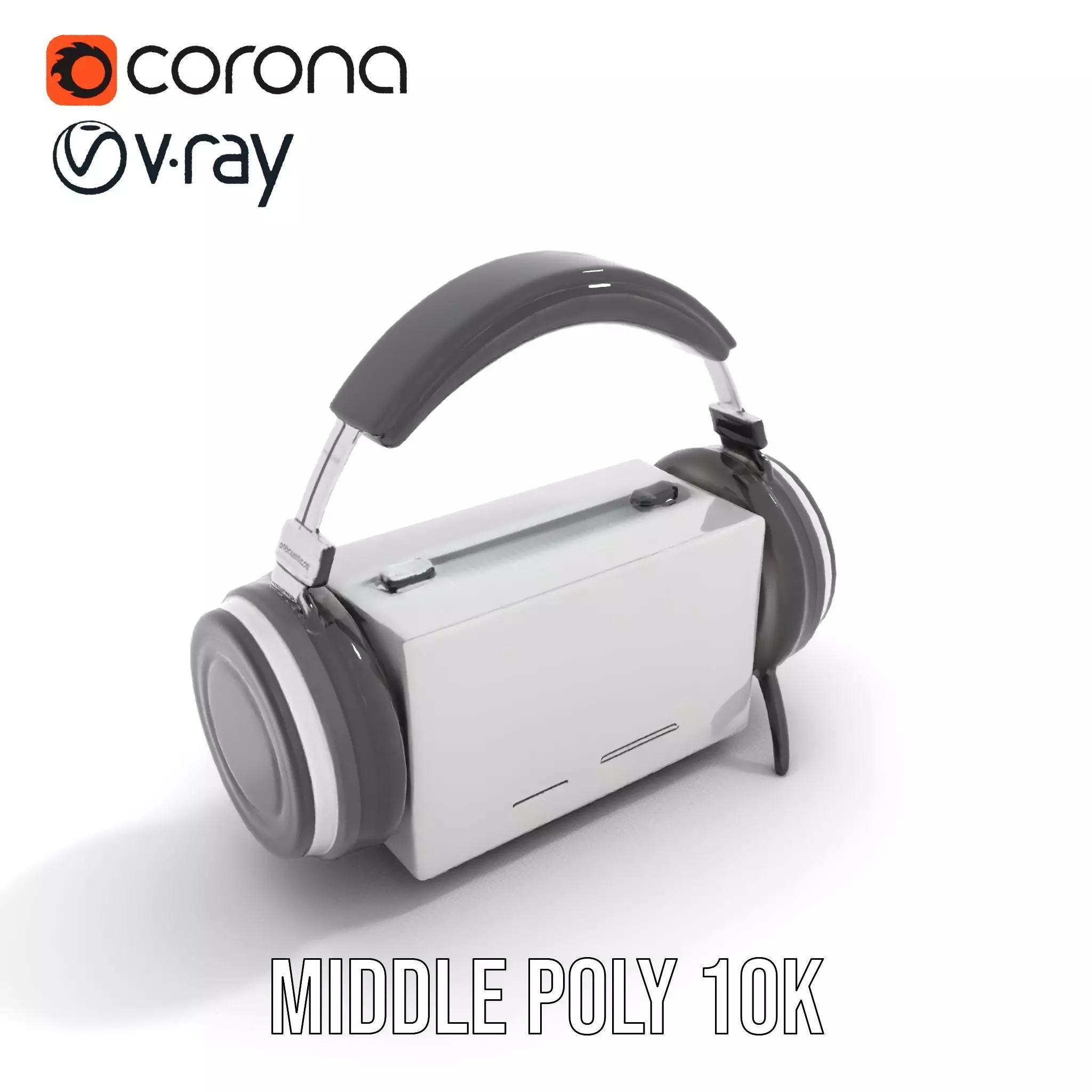 Retro Radio with Headphones Model Pack Low-poly 3D model_5