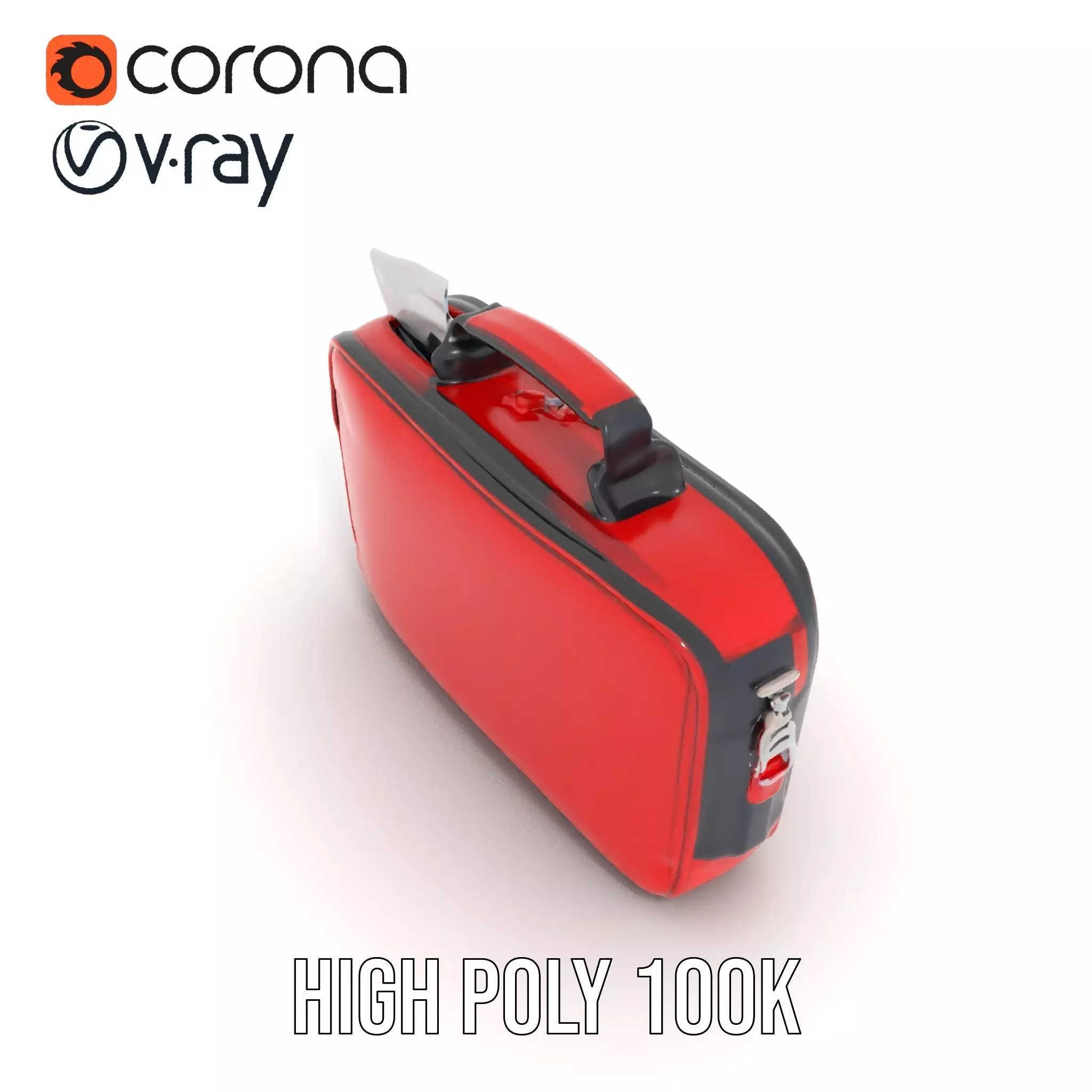 Emergency Medical Kit Model Pack Portable Red First Aid Bag Low-poly 3D model_24