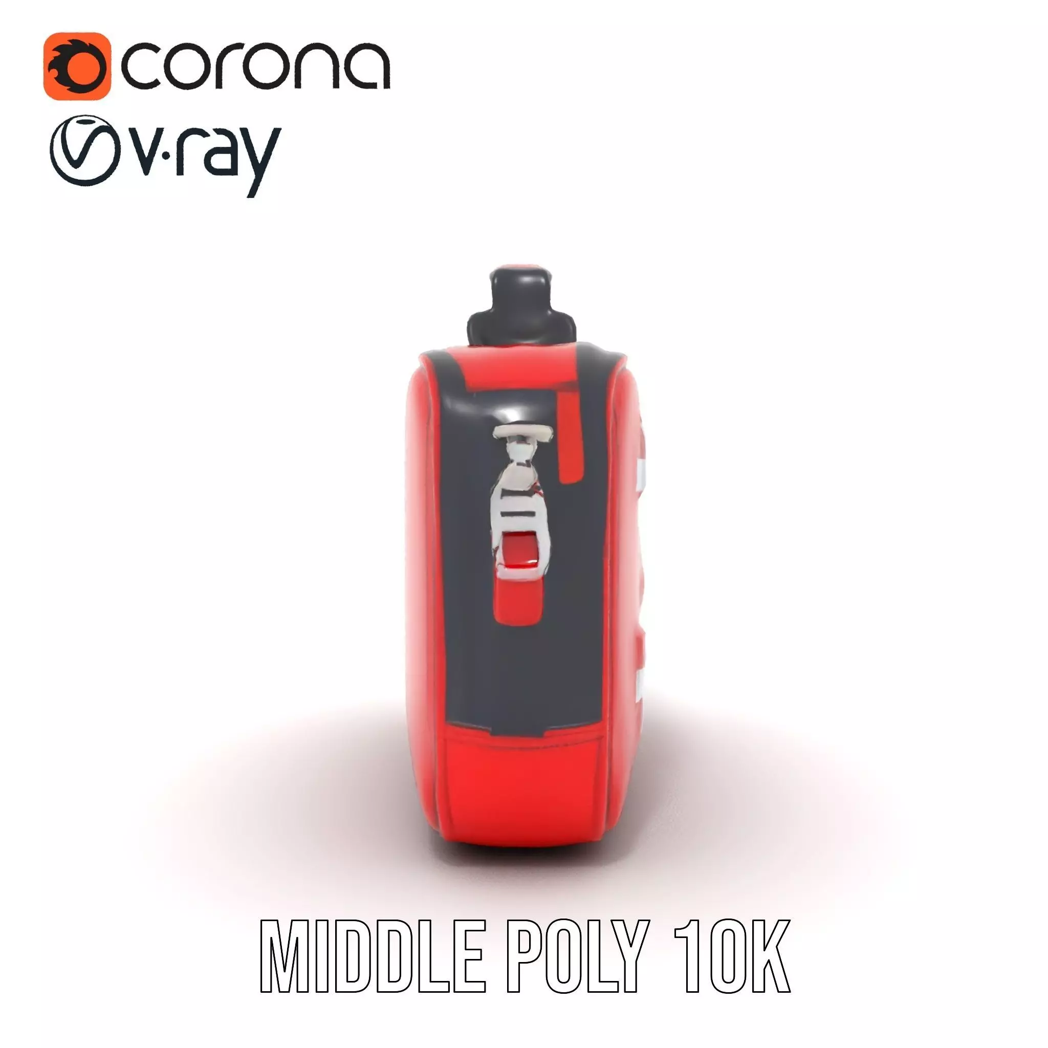 Emergency Medical Kit Model Pack Portable Red First Aid Bag Low-poly 3D model_16