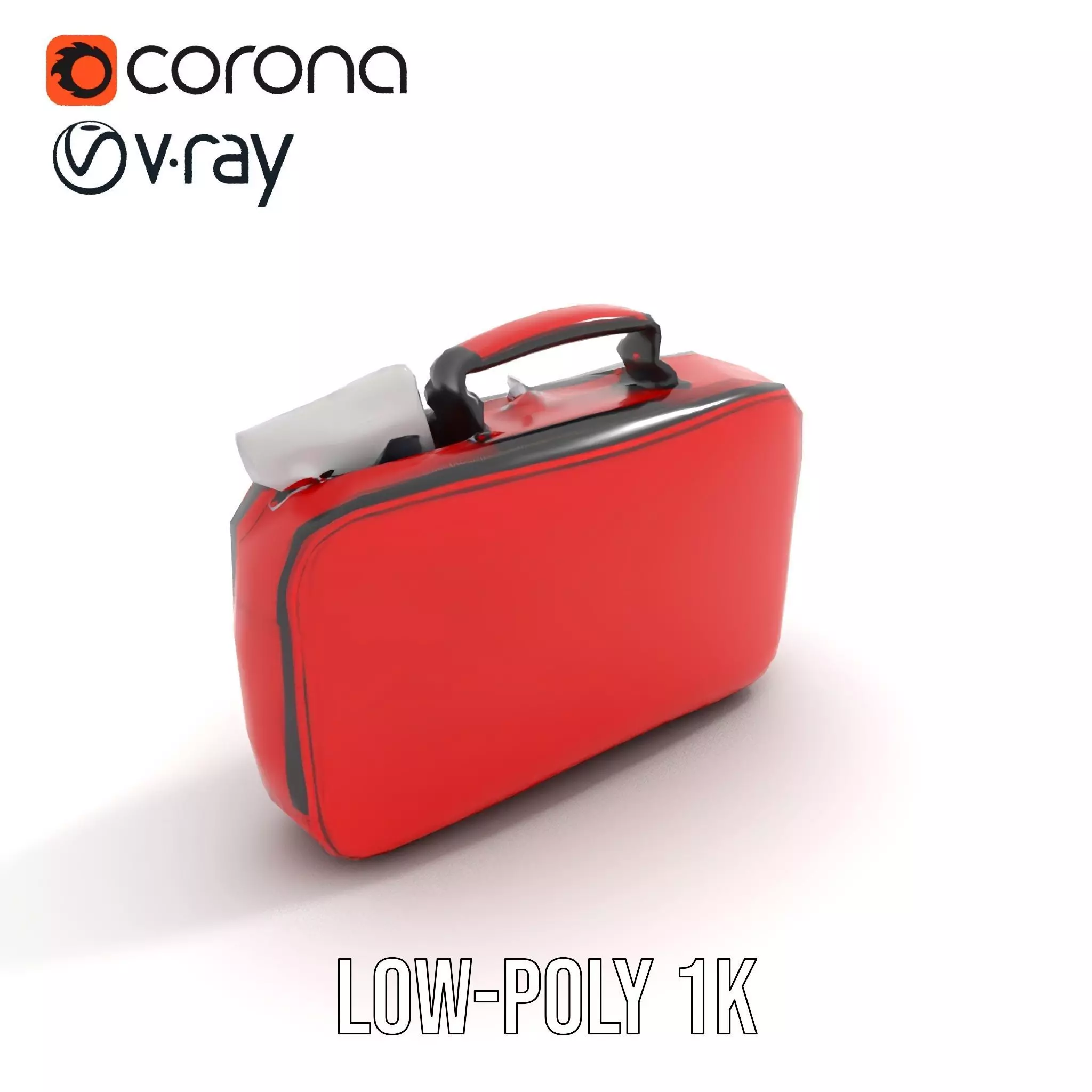 Emergency Medical Kit Model Pack Portable Red First Aid Bag Low-poly 3D model_23