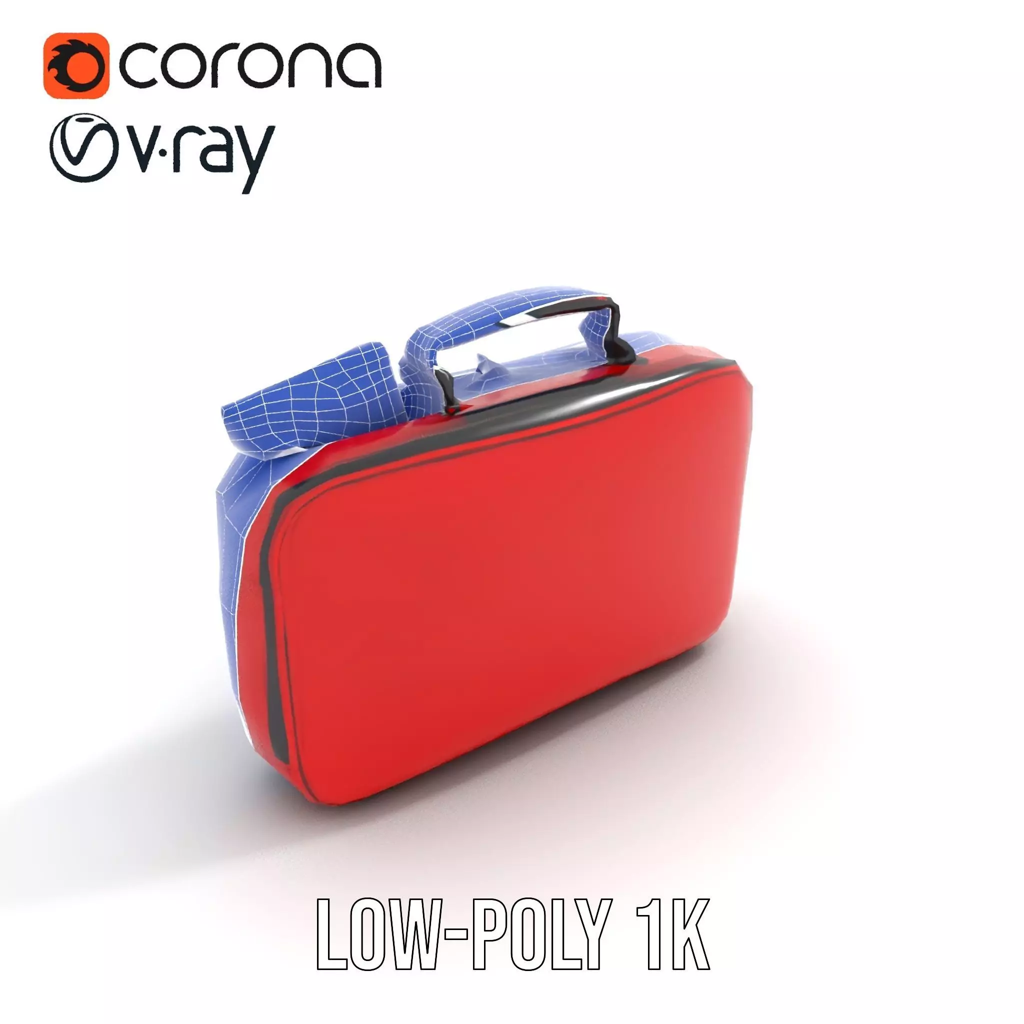 Emergency Medical Kit Model Pack Portable Red First Aid Bag Low-poly 3D model_26