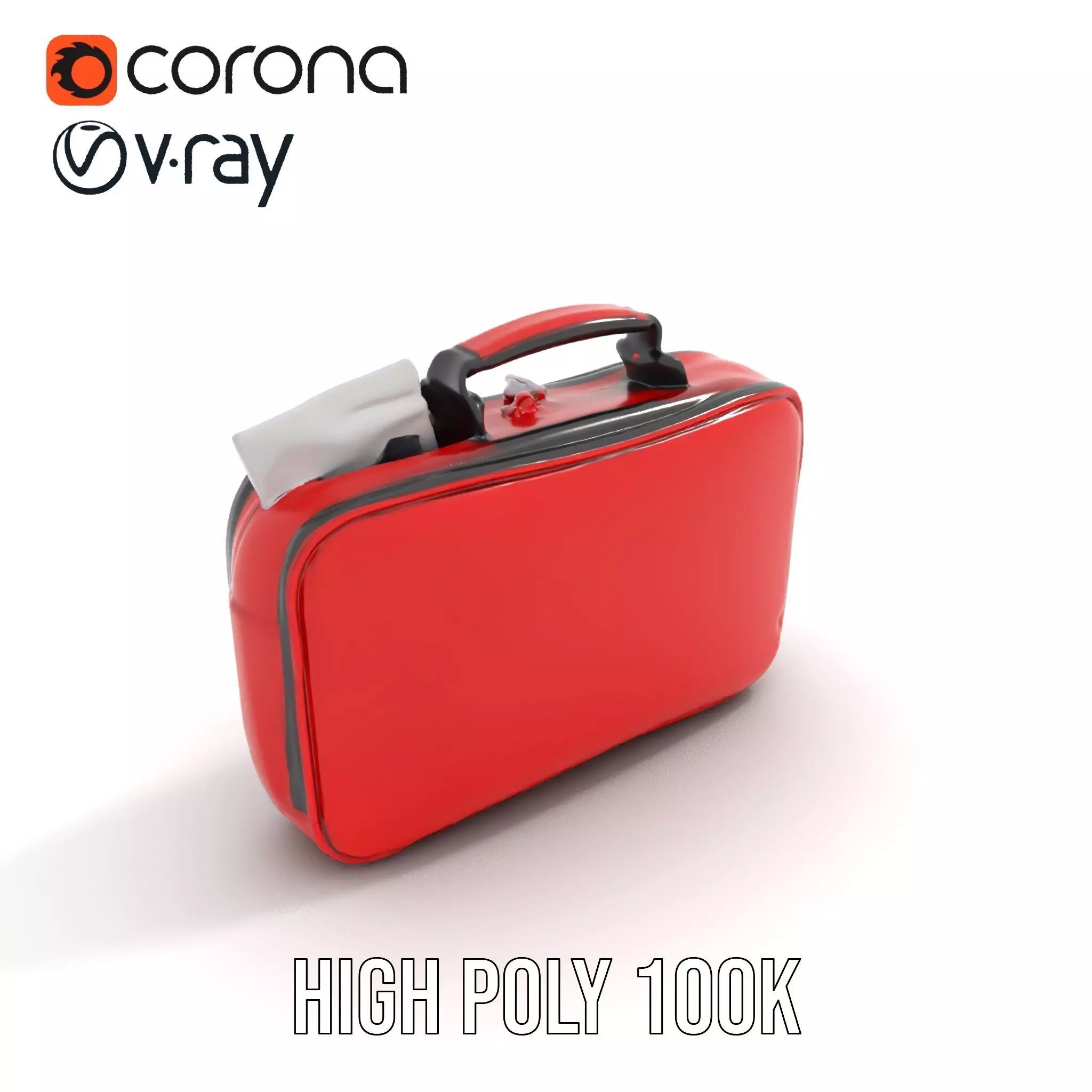 Emergency Medical Kit Model Pack Portable Red First Aid Bag Low-poly 3D model_21