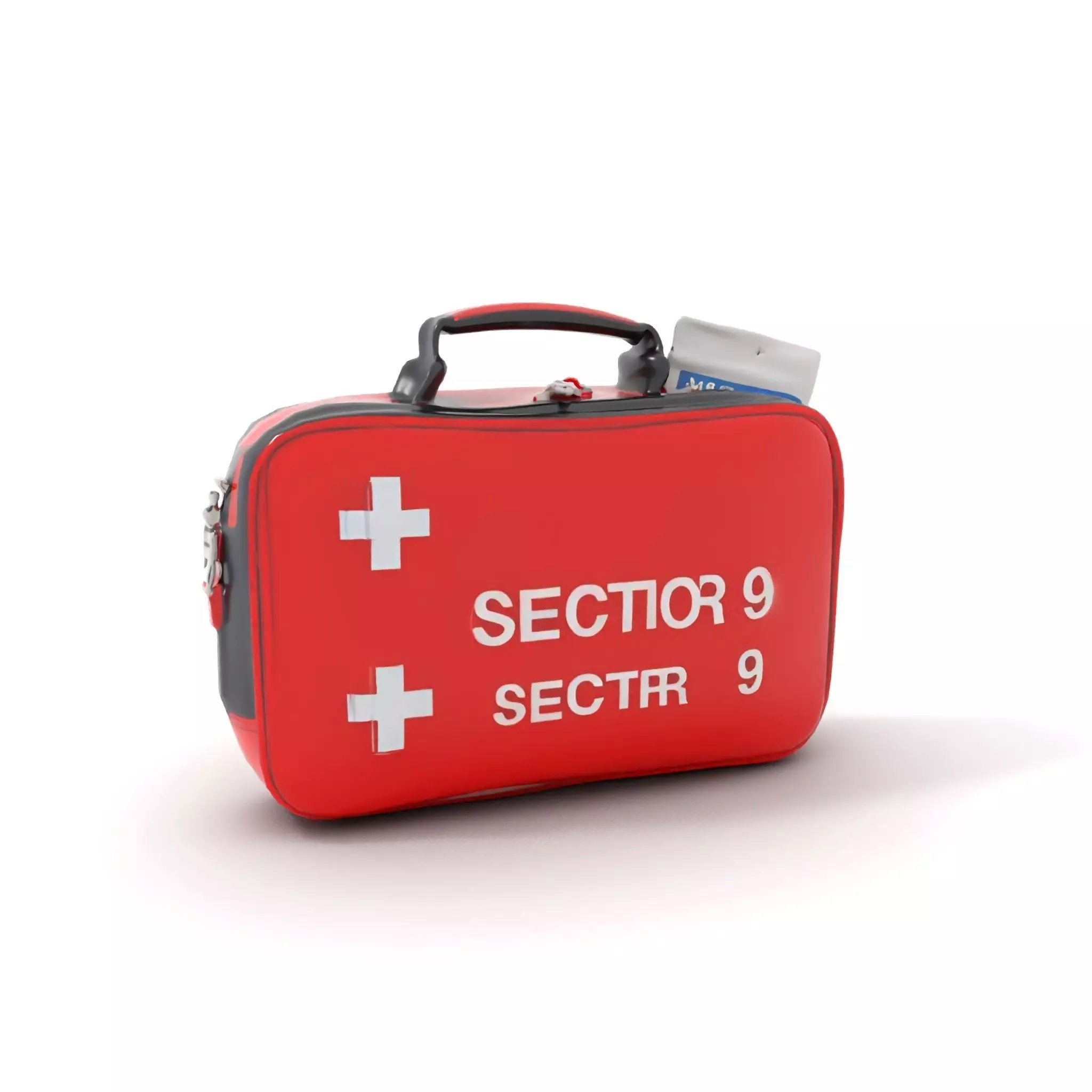 Emergency Medical Kit Model Pack Portable Red First Aid Bag Low-poly 3D model_7