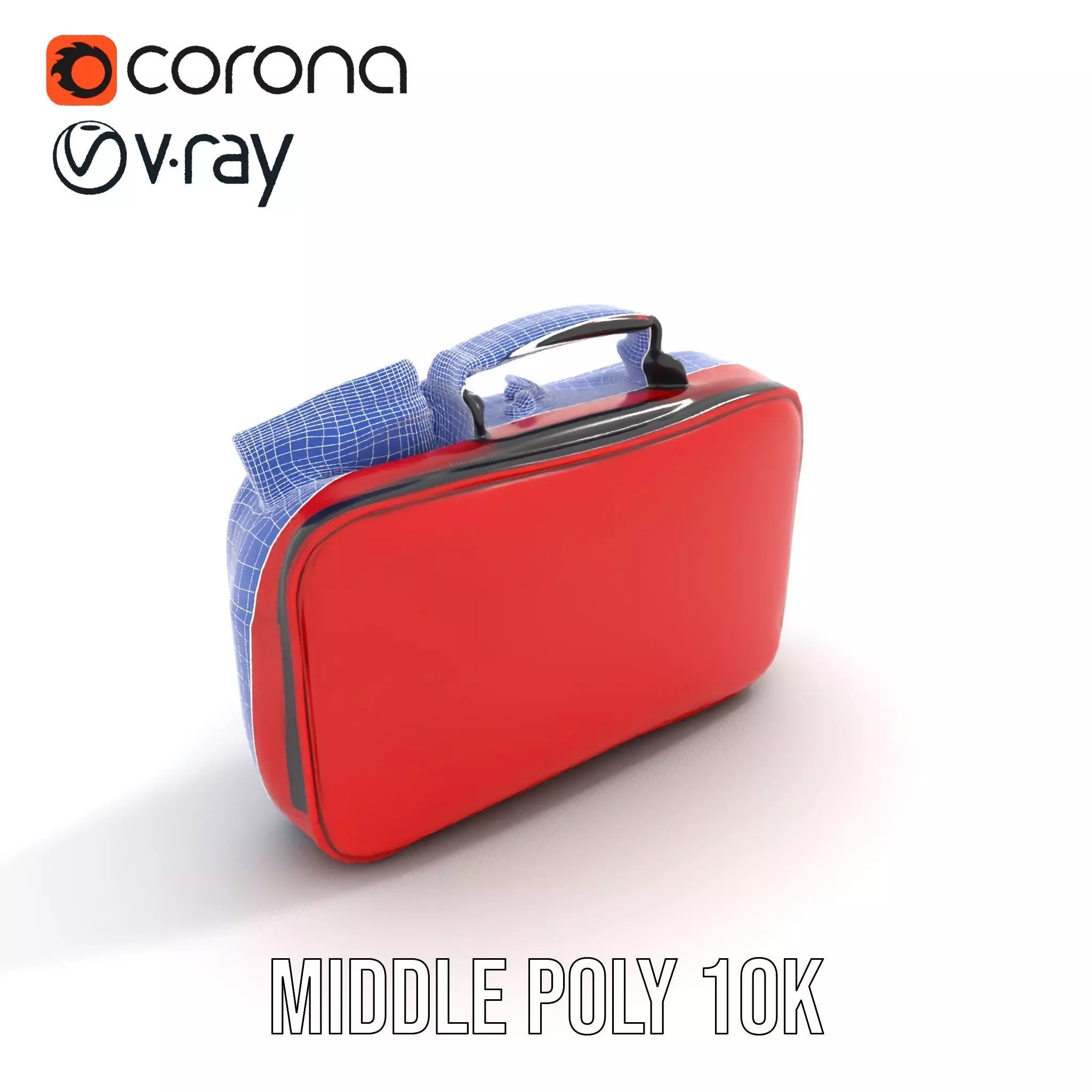 Emergency Medical Kit Model Pack Portable Red First Aid Bag Low-poly 3D model_6