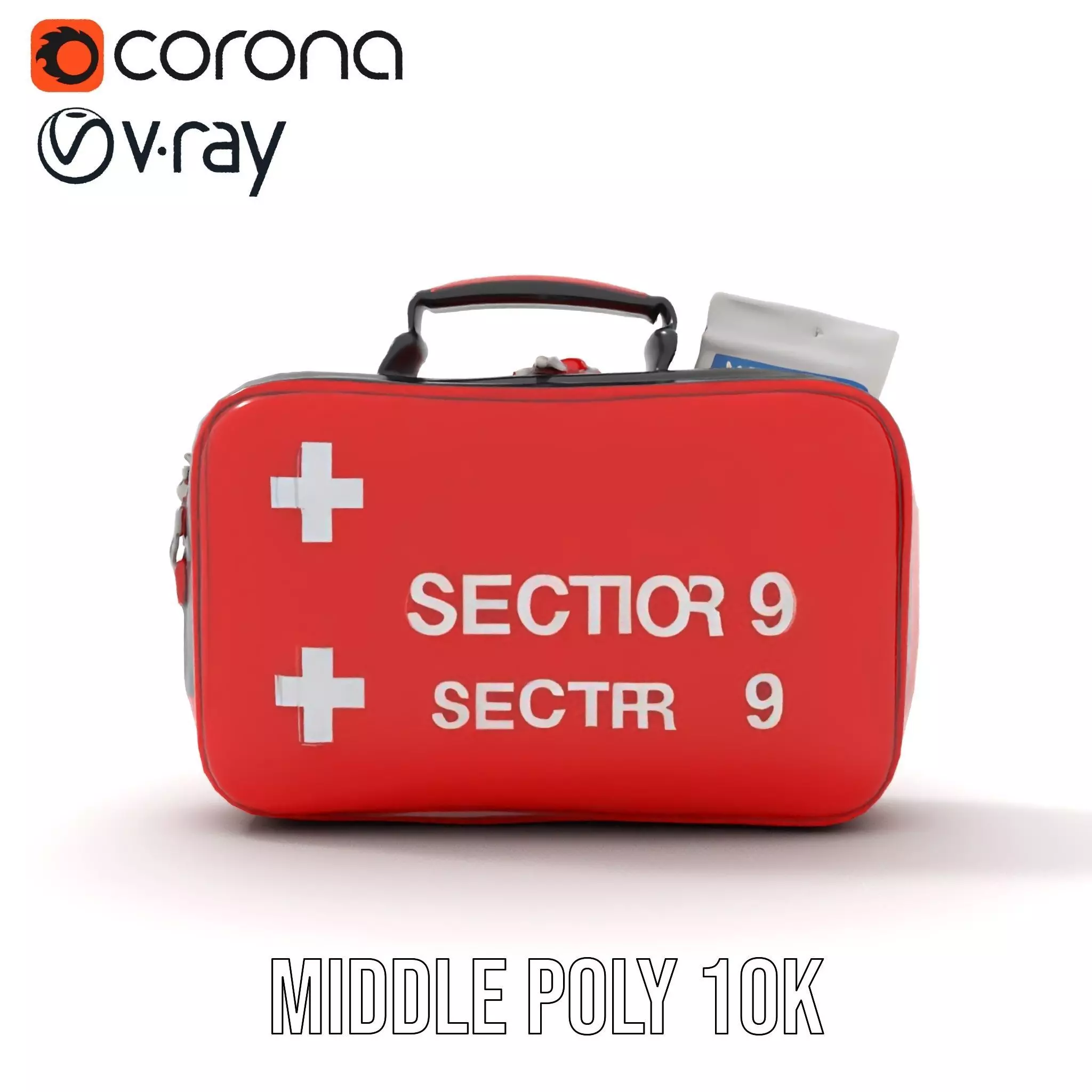 Emergency Medical Kit Model Pack Portable Red First Aid Bag Low-poly 3D model_25