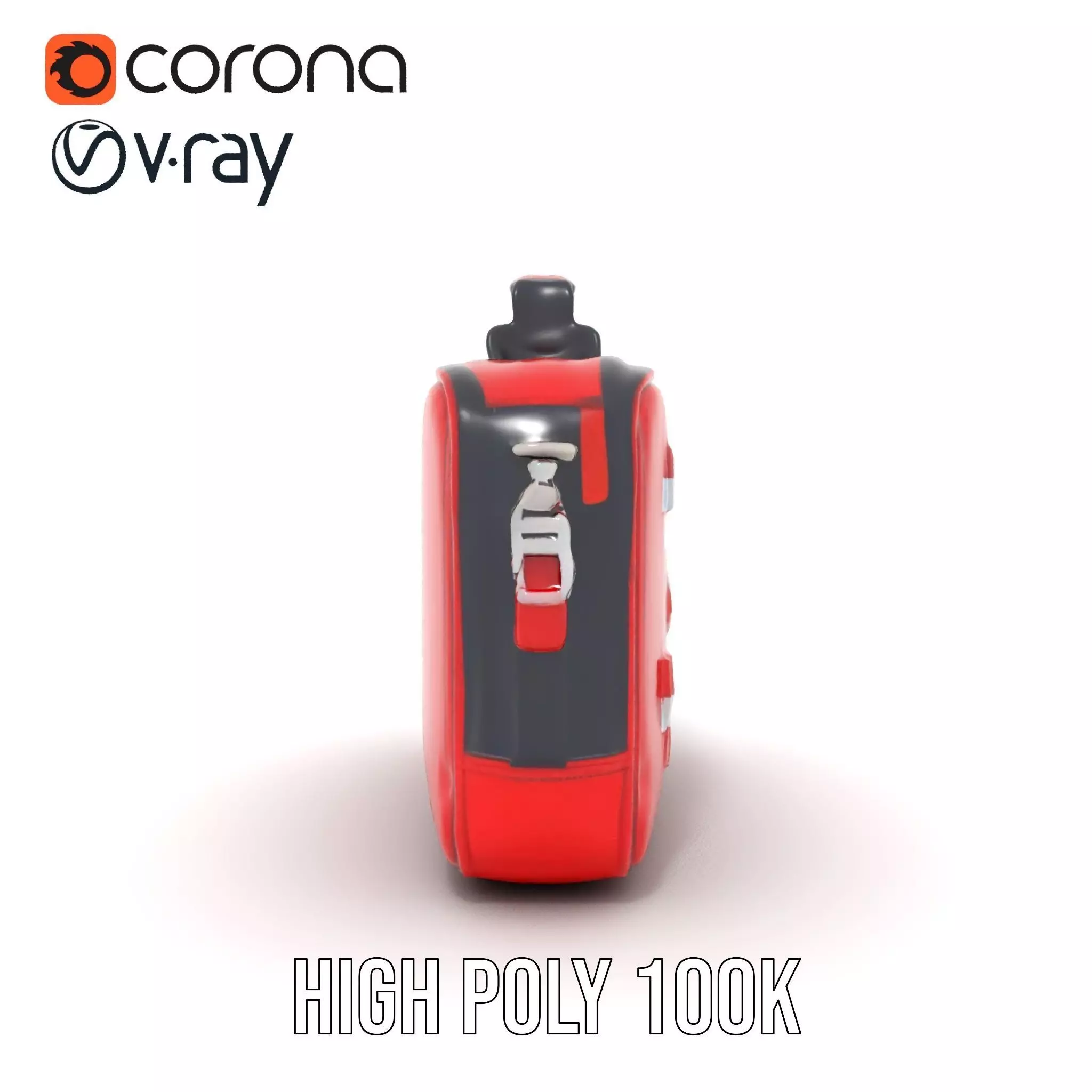 Emergency Medical Kit Model Pack Portable Red First Aid Bag Low-poly 3D model_27