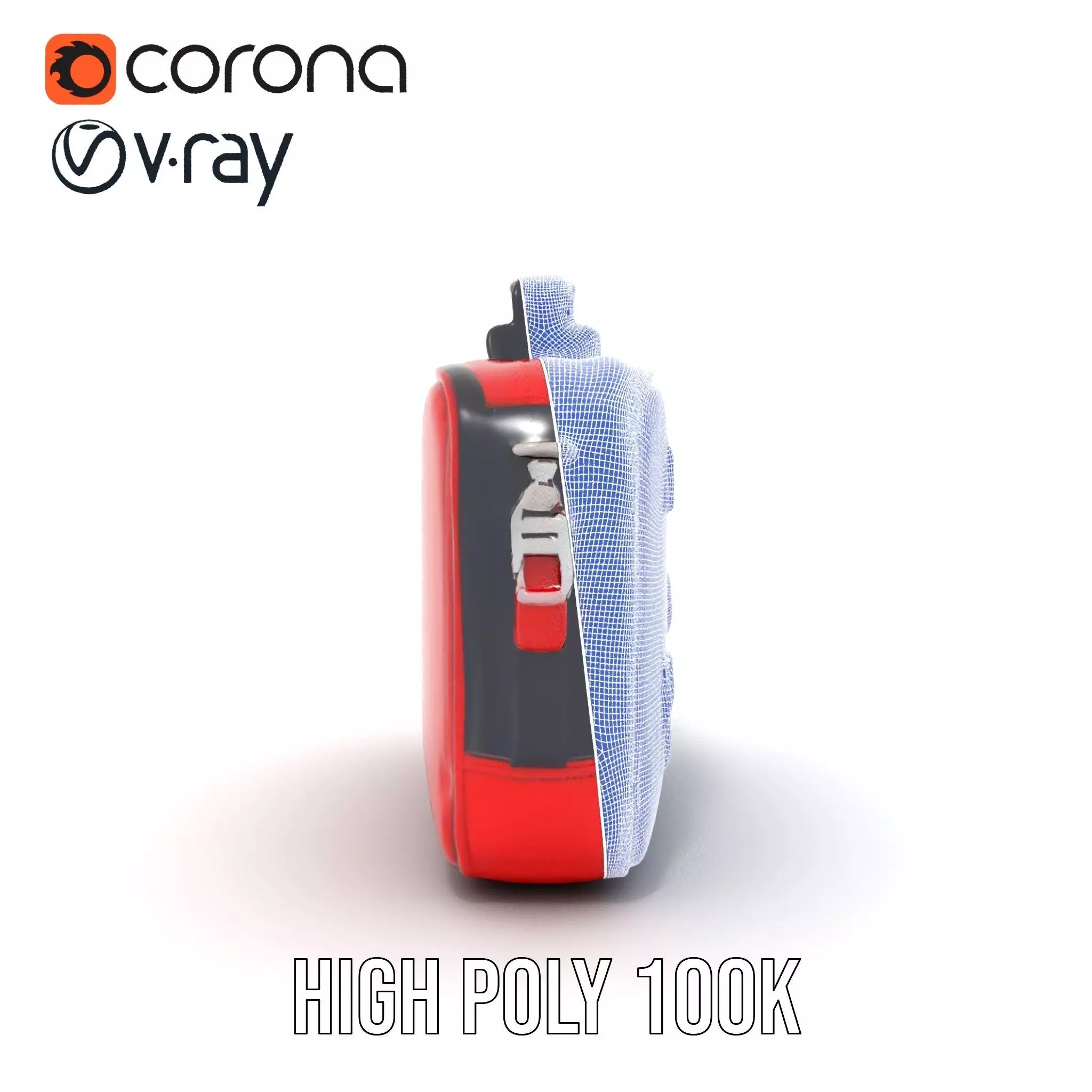 Emergency Medical Kit Model Pack Portable Red First Aid Bag Low-poly 3D model_30