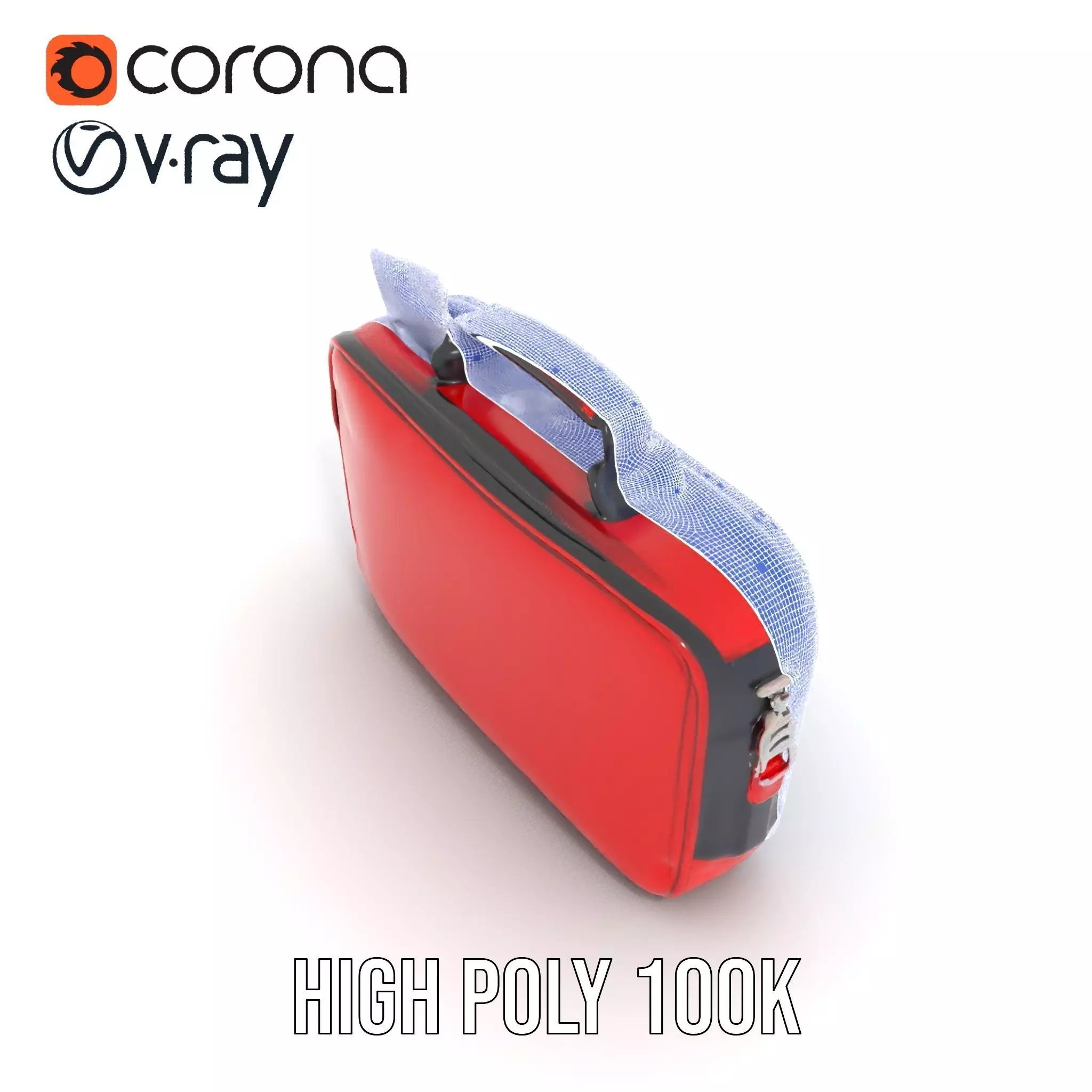 Emergency Medical Kit Model Pack Portable Red First Aid Bag Low-poly 3D model_35