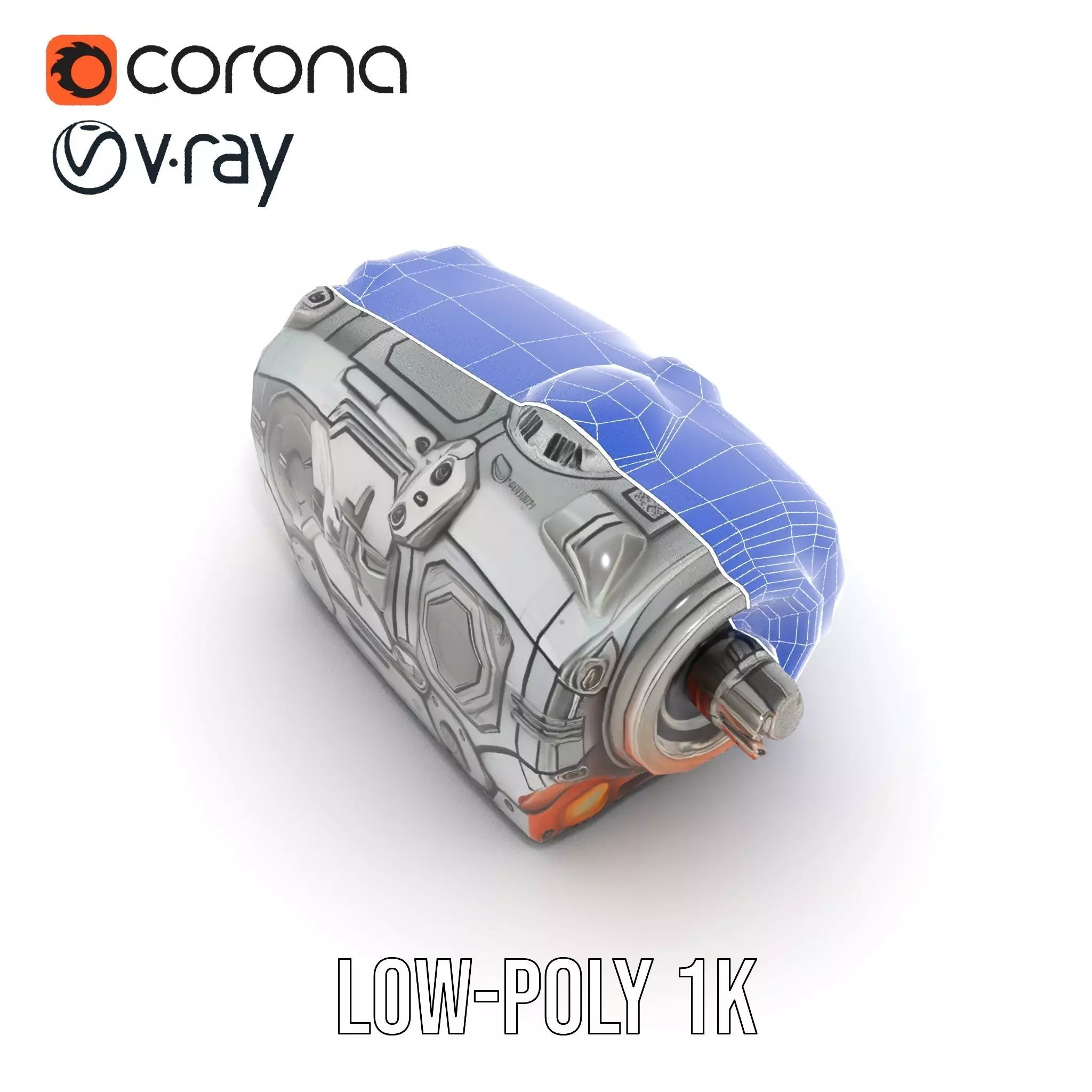 Futuristic Mechanical Cylinder Model Pack Low-poly 3D model_21