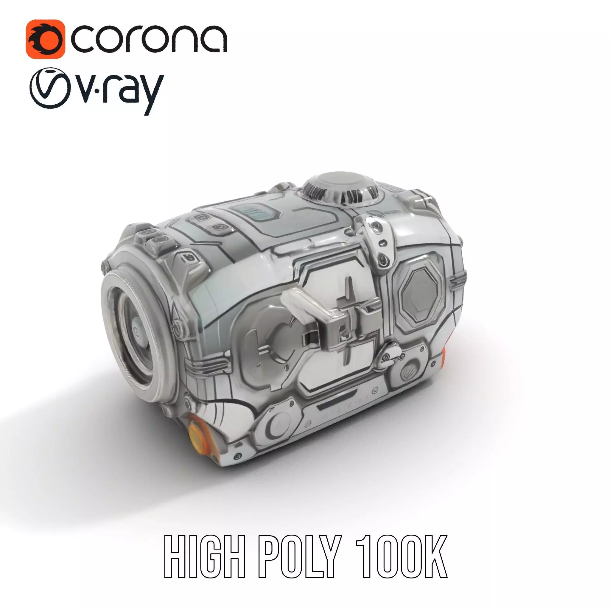 Futuristic Mechanical Cylinder Model Pack Low-poly 3D model_17