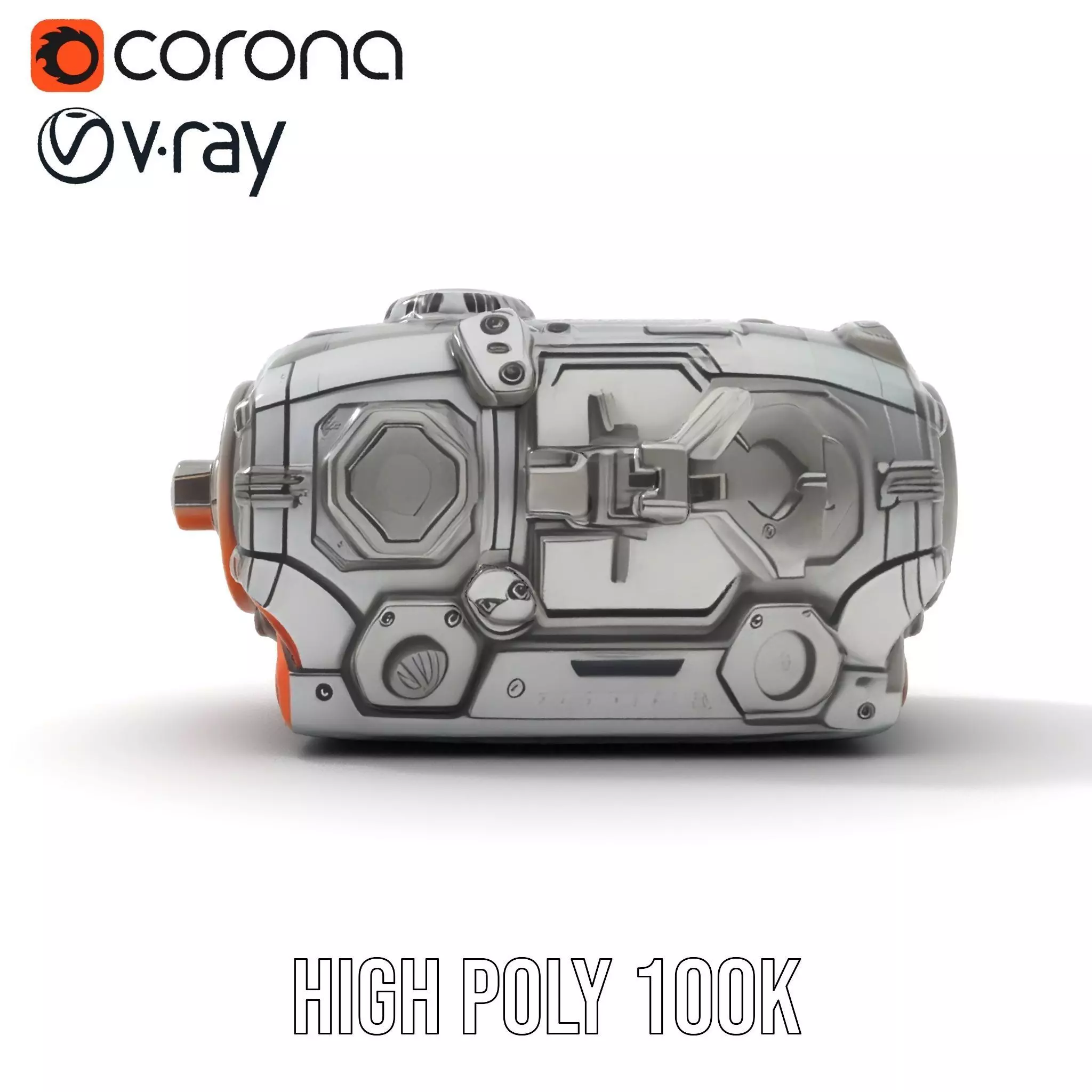 Futuristic Mechanical Cylinder Model Pack Low-poly 3D model_32