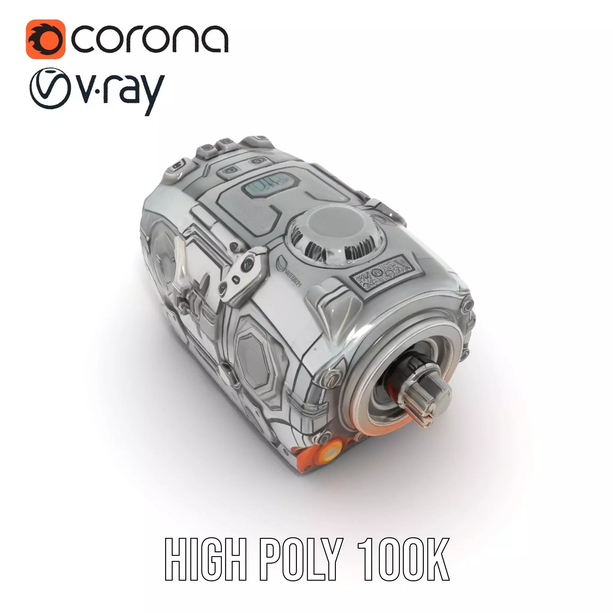 Futuristic Mechanical Cylinder Model Pack Low-poly 3D model_25