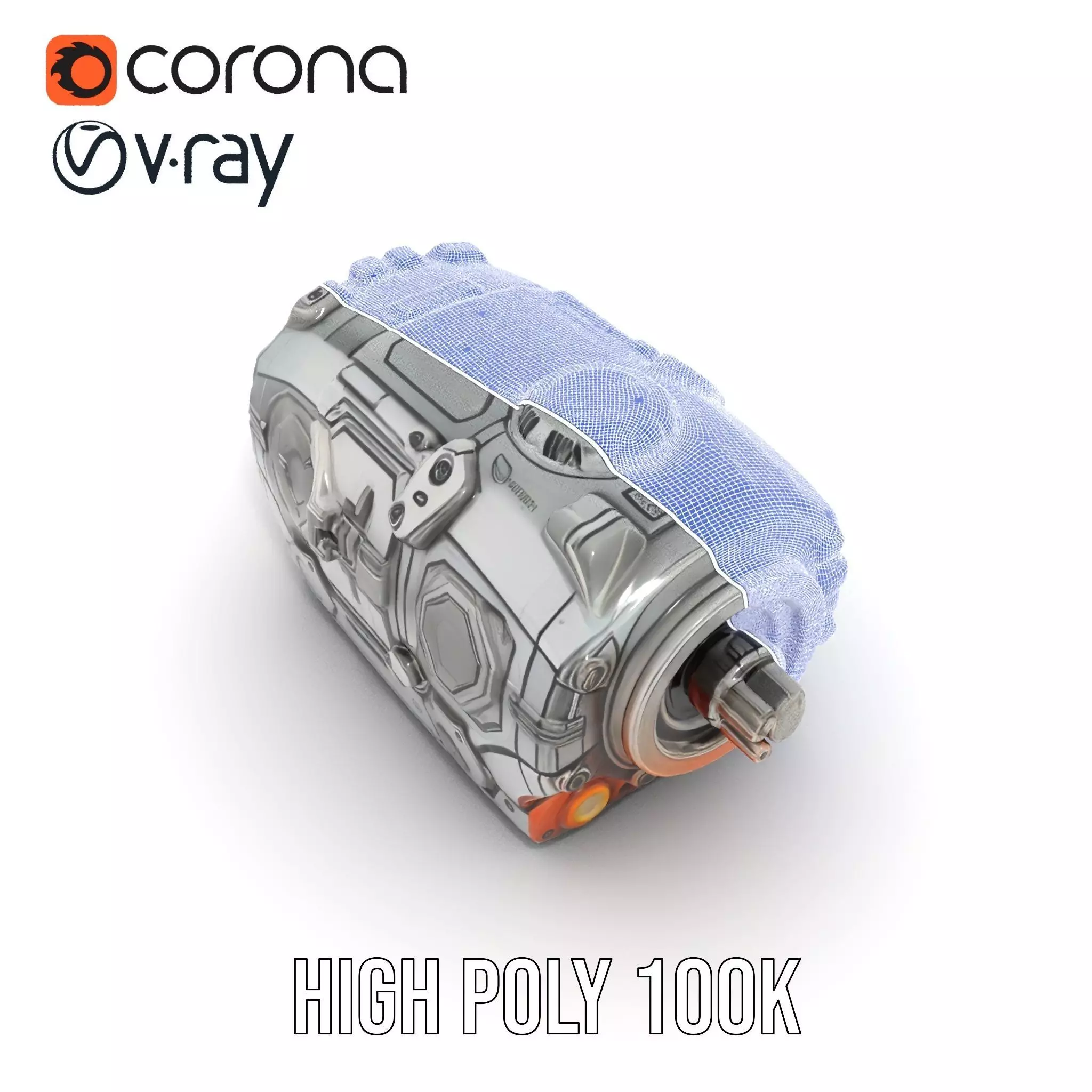 Futuristic Mechanical Cylinder Model Pack Low-poly 3D model_28