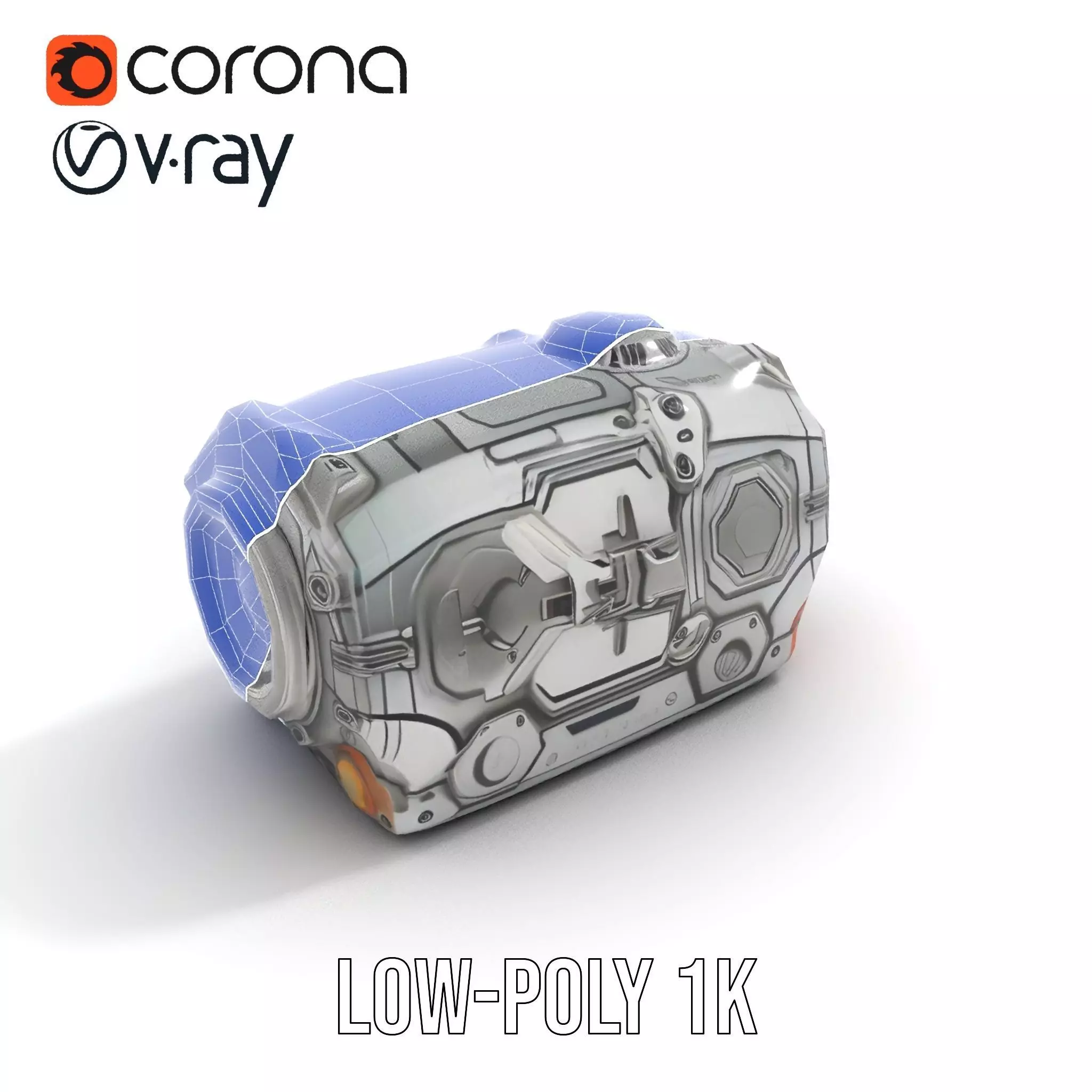 Futuristic Mechanical Cylinder Model Pack Low-poly 3D model_27