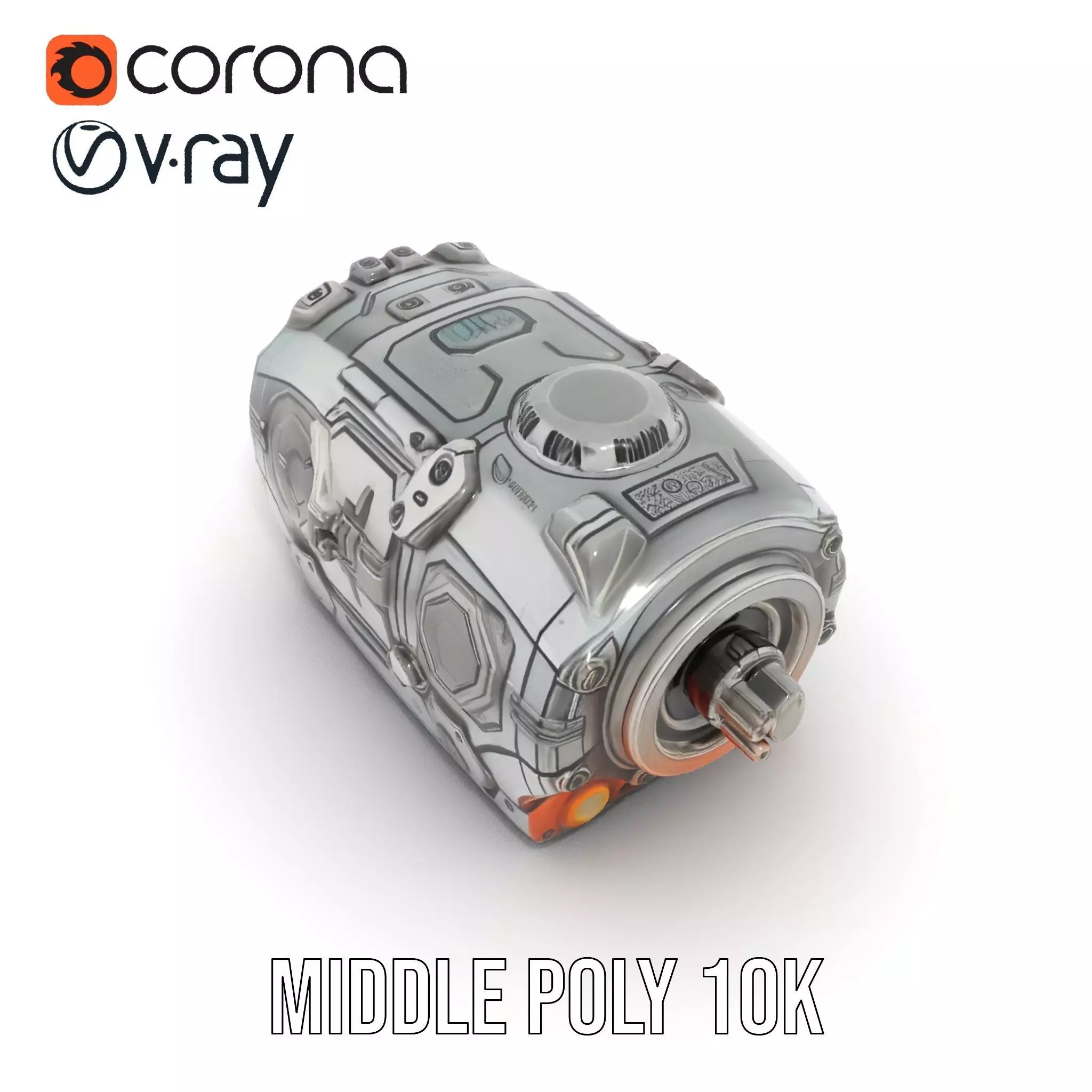 Futuristic Mechanical Cylinder Model Pack Low-poly 3D model_10