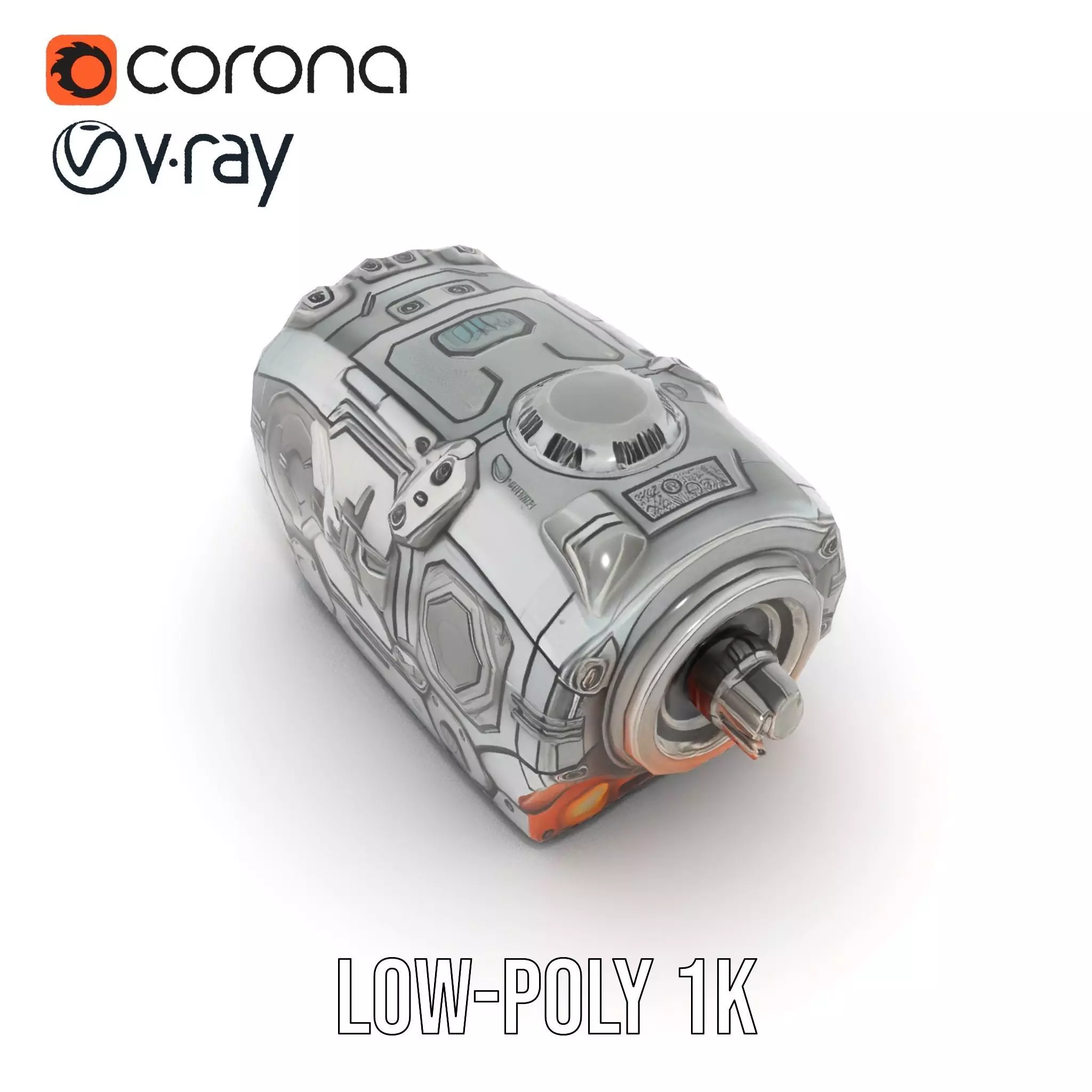 Futuristic Mechanical Cylinder Model Pack Low-poly 3D model_7