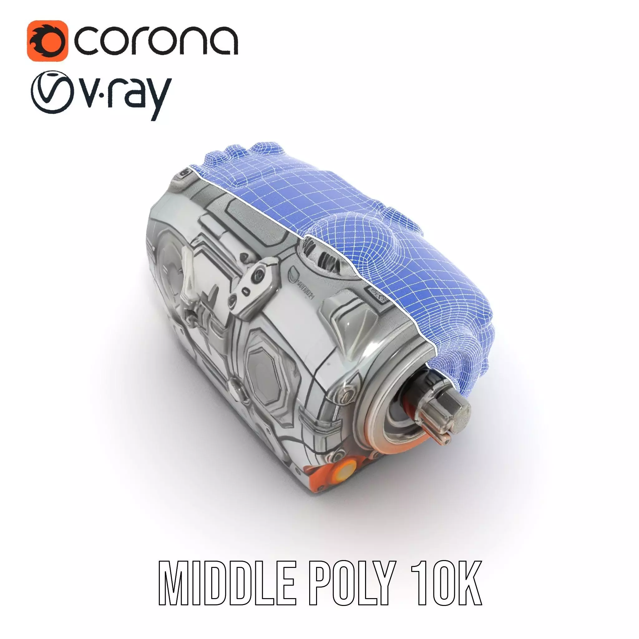 Futuristic Mechanical Cylinder Model Pack Low-poly 3D model_26