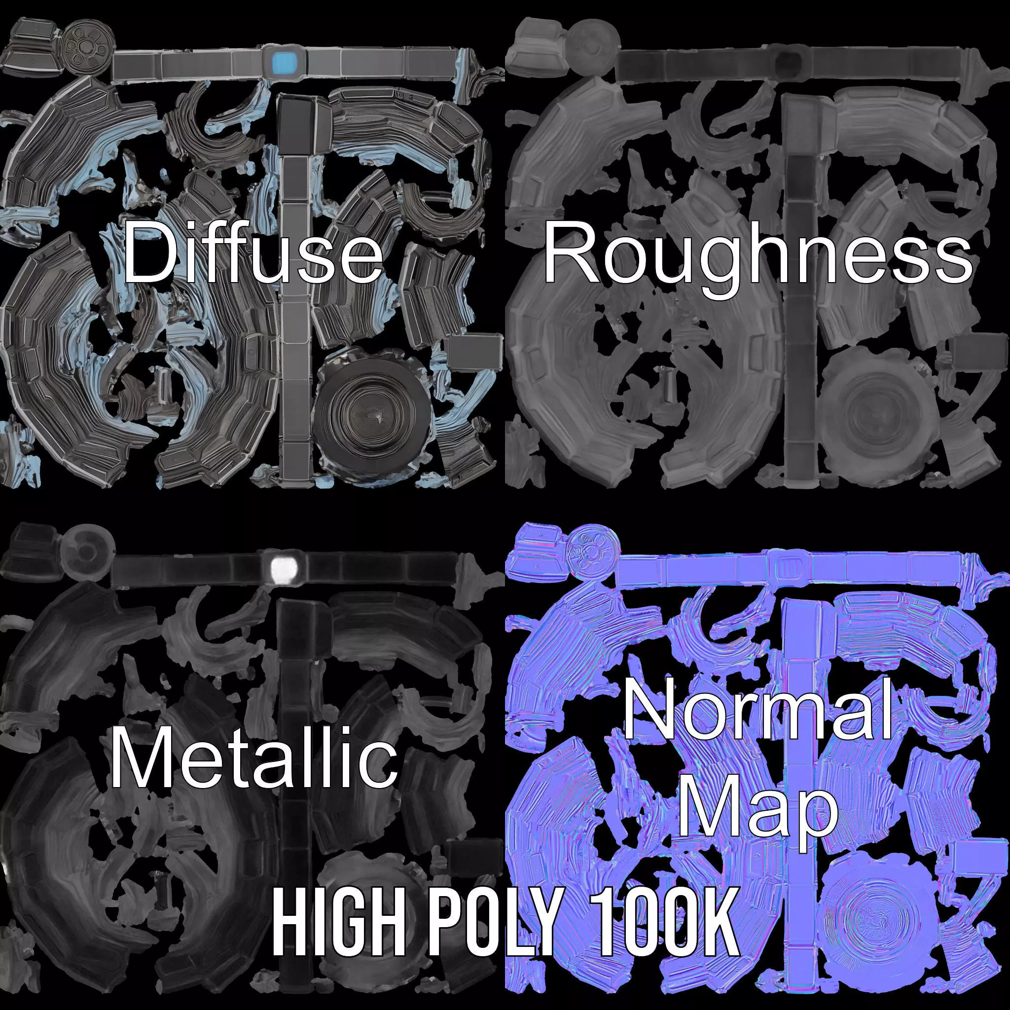 Futuristic Shield Model Pack Low-poly 3D model_3