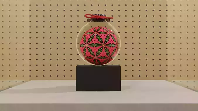 Japanese Temari Ball in Glass Bottle - 3D Model