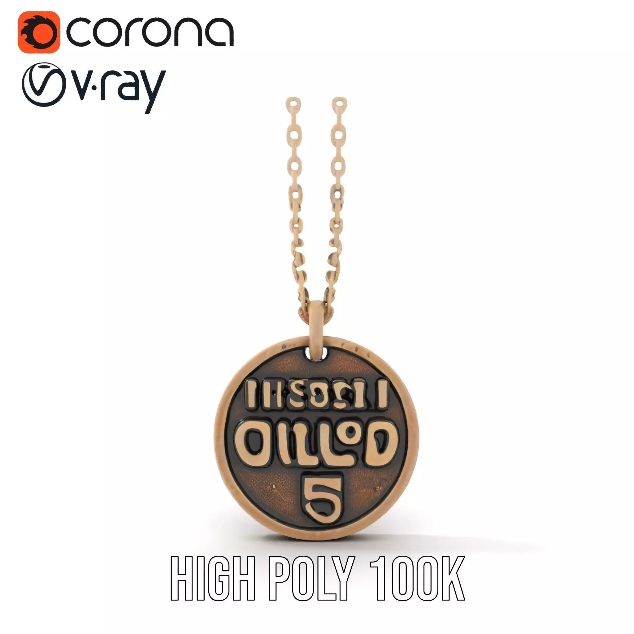 Mission Orion  Bronze Pendant Necklace Model Pack Low-poly 3D model_25