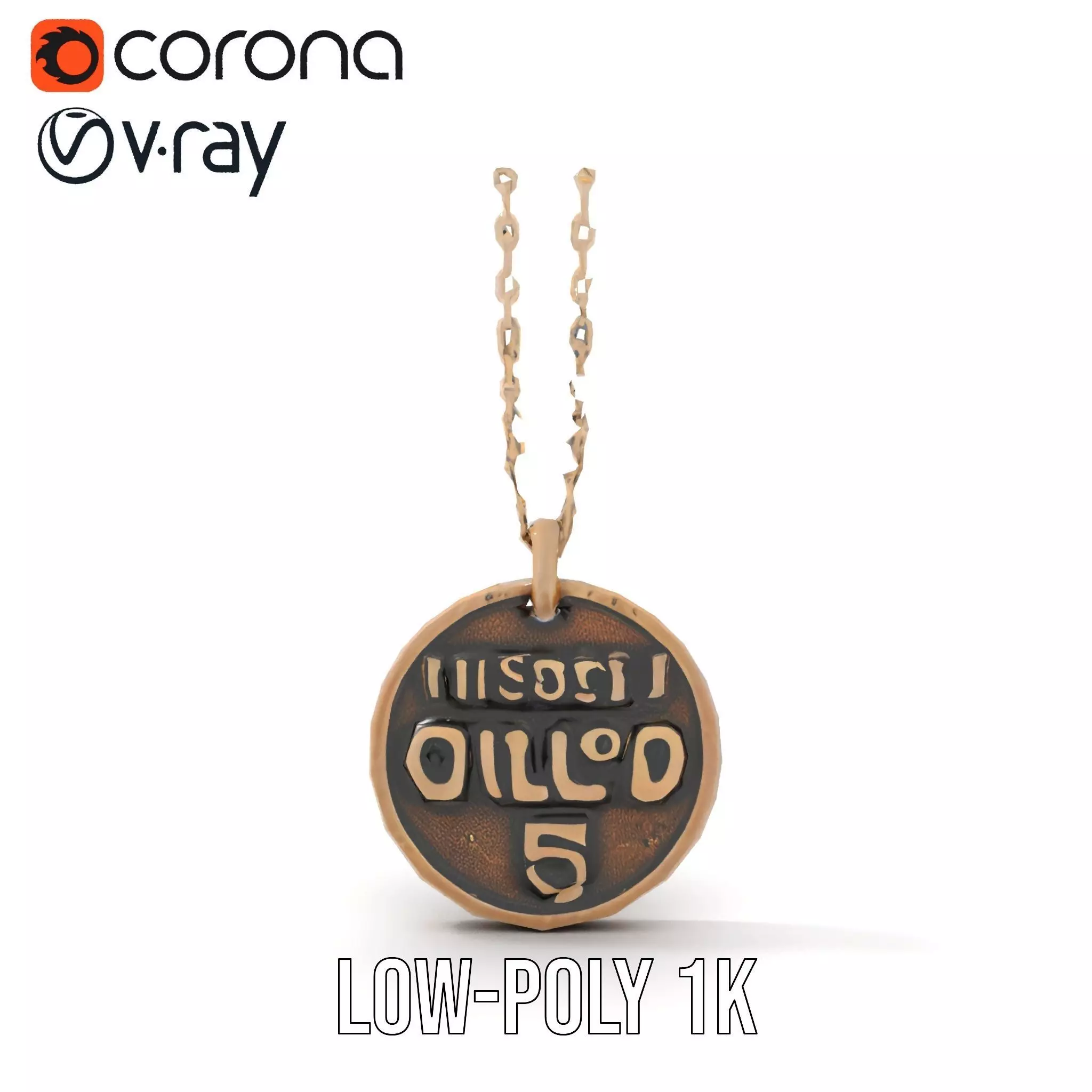 Mission Orion  Bronze Pendant Necklace Model Pack Low-poly 3D model_16
