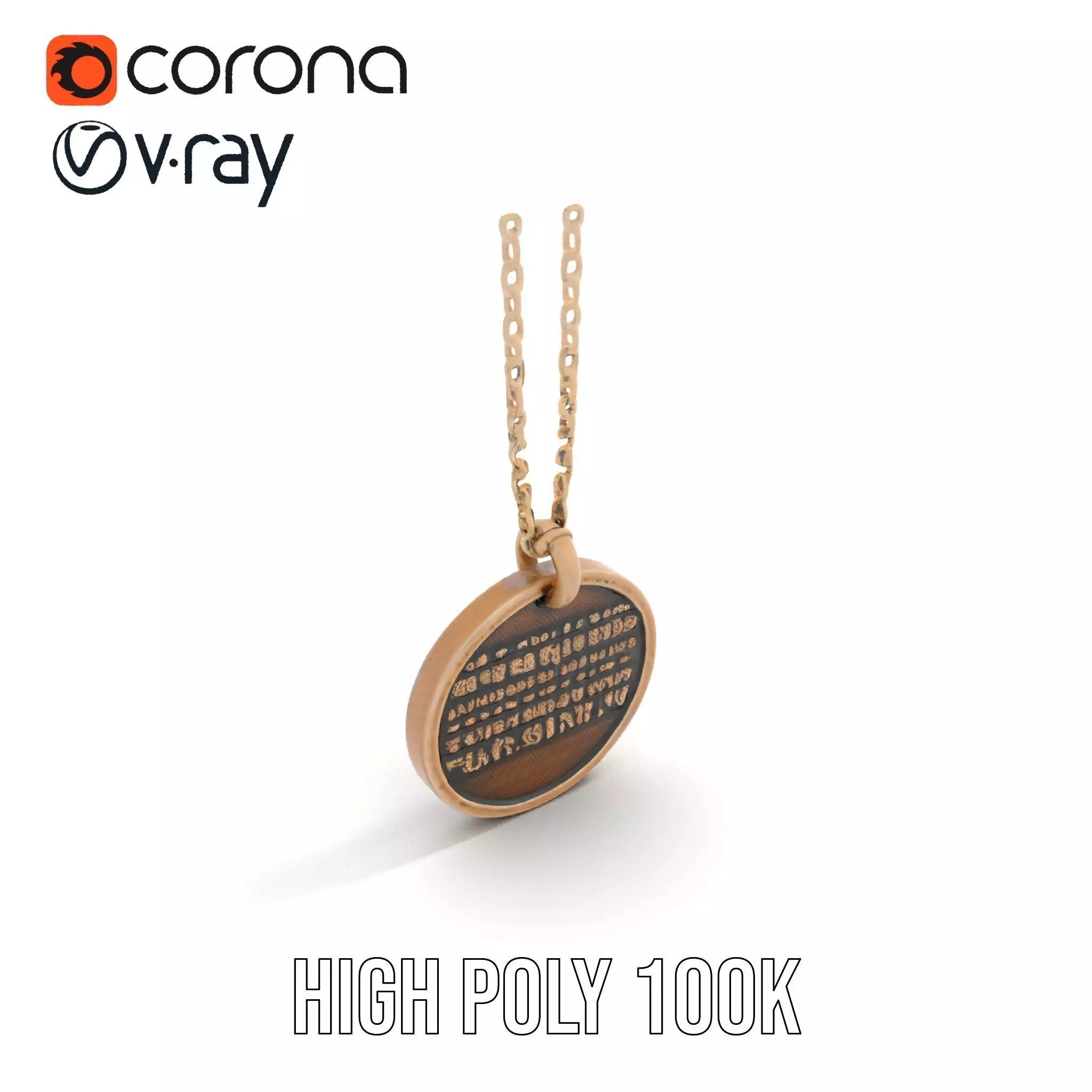 Mission Orion  Bronze Pendant Necklace Model Pack Low-poly 3D model_17