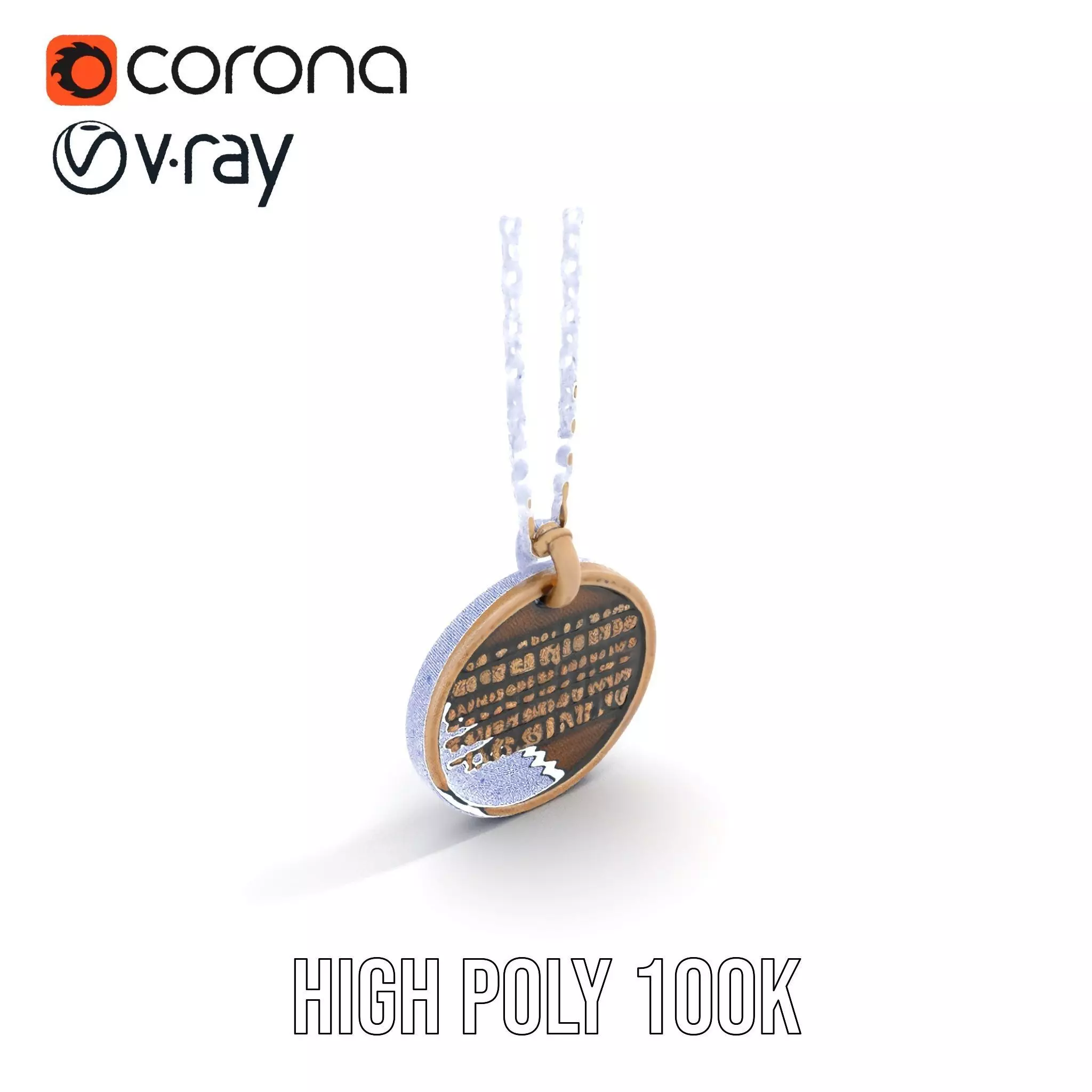 Mission Orion  Bronze Pendant Necklace Model Pack Low-poly 3D model_33