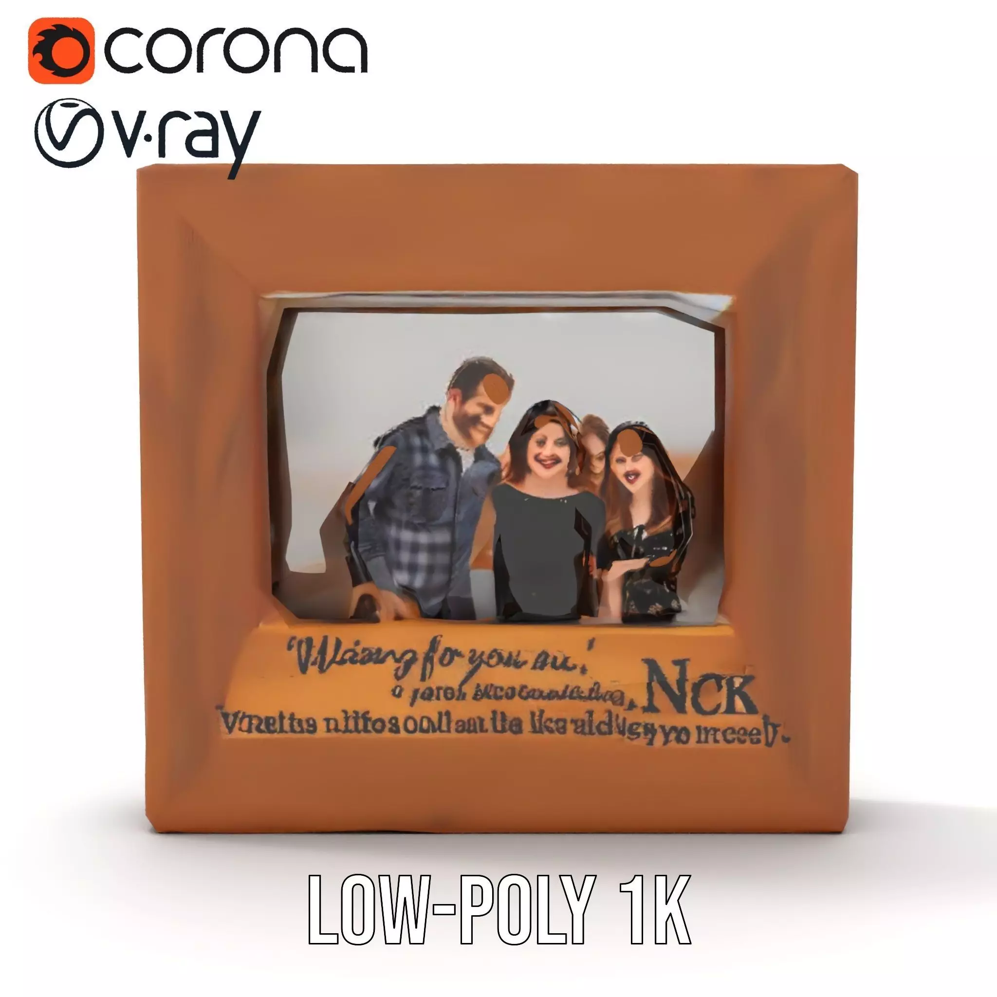 Wooden Picture Frame Model Pack with Inspirational Text Low-poly 3D model_14