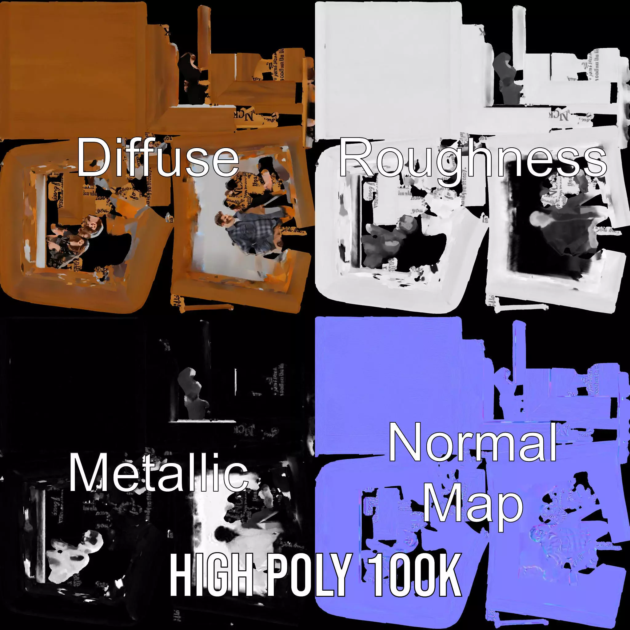 Wooden Picture Frame Model Pack with Inspirational Text Low-poly 3D model_4