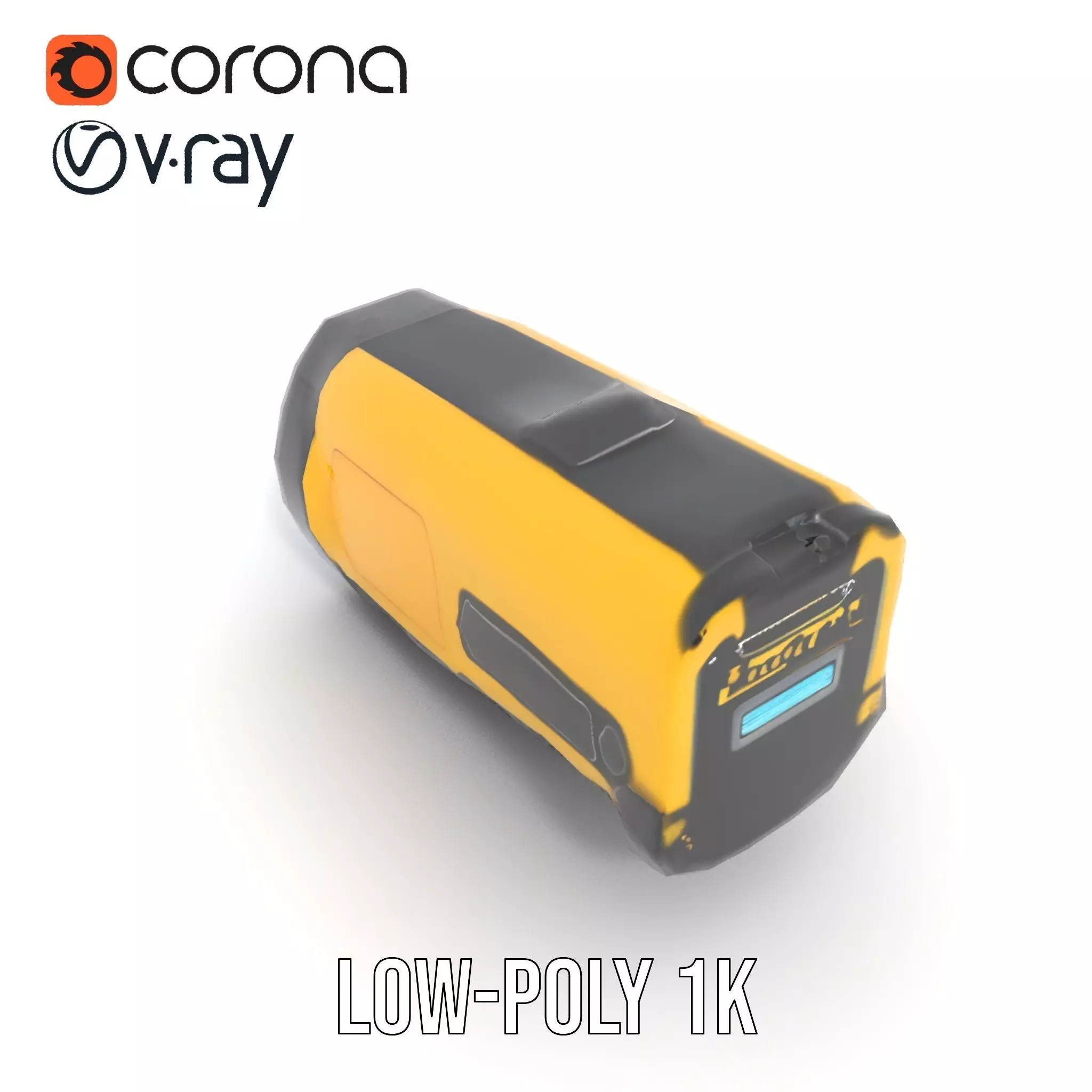 Yellow Handheld Flashlight Model Pack with Blue Lens Low-poly 3D model_8