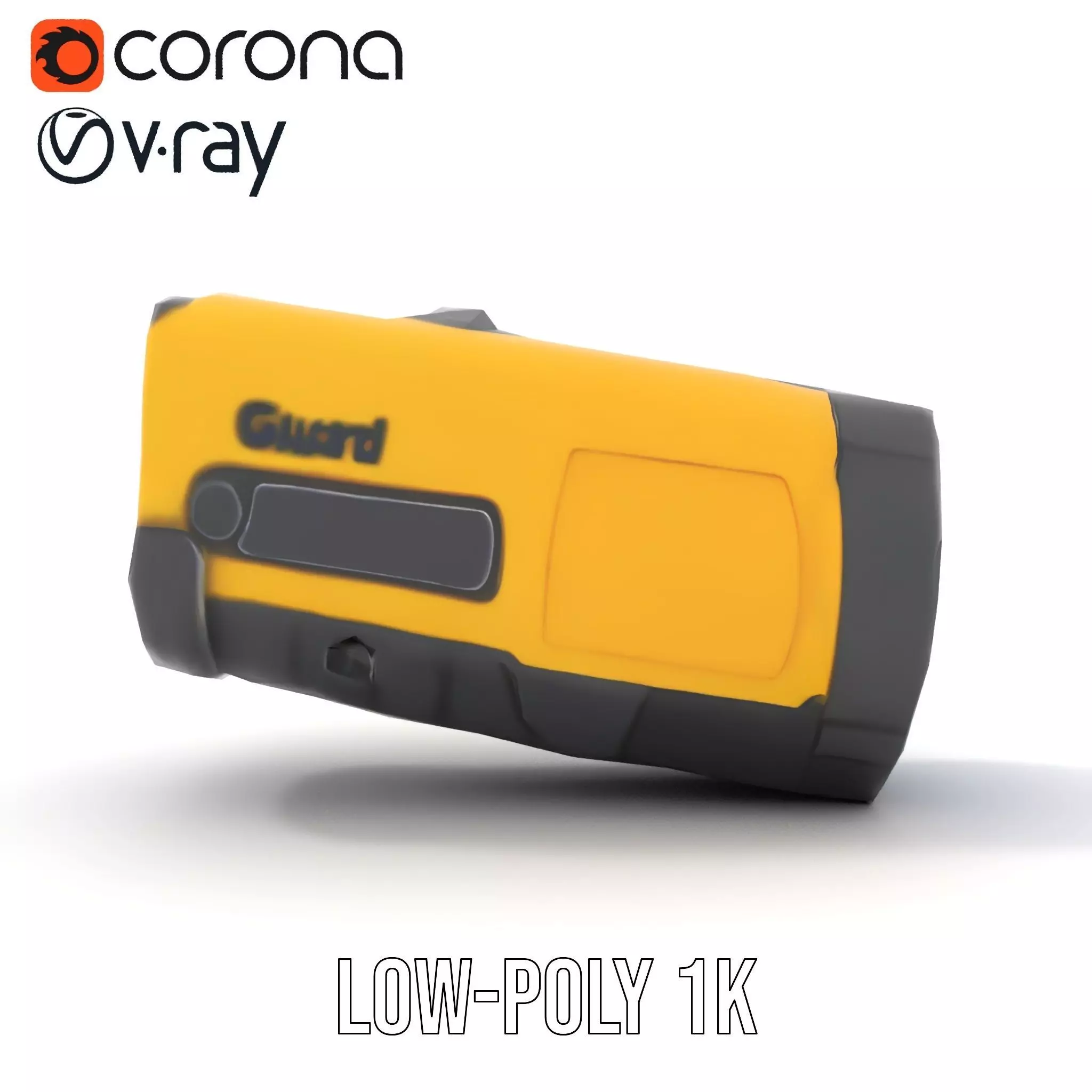 Yellow Handheld Flashlight Model Pack with Blue Lens Low-poly 3D model_23