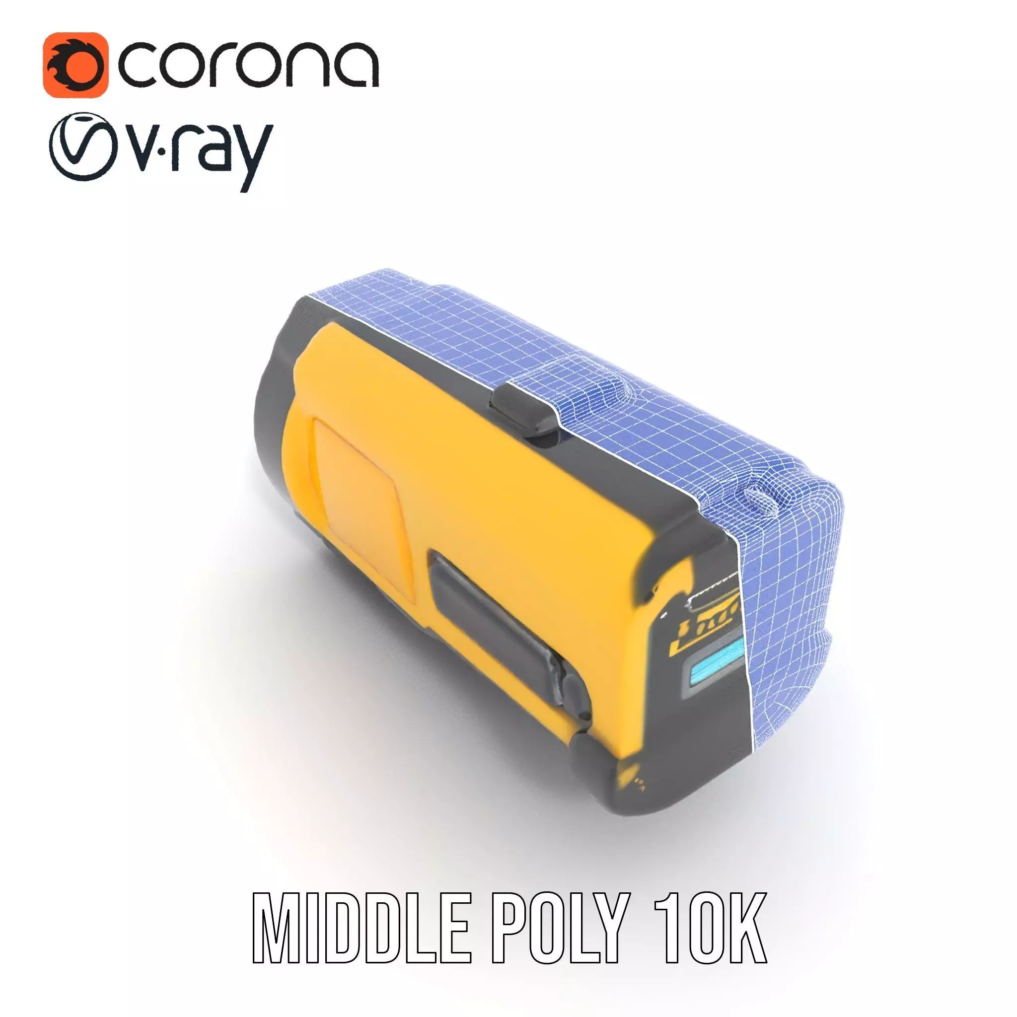 Yellow Handheld Flashlight Model Pack with Blue Lens Low-poly 3D model_19