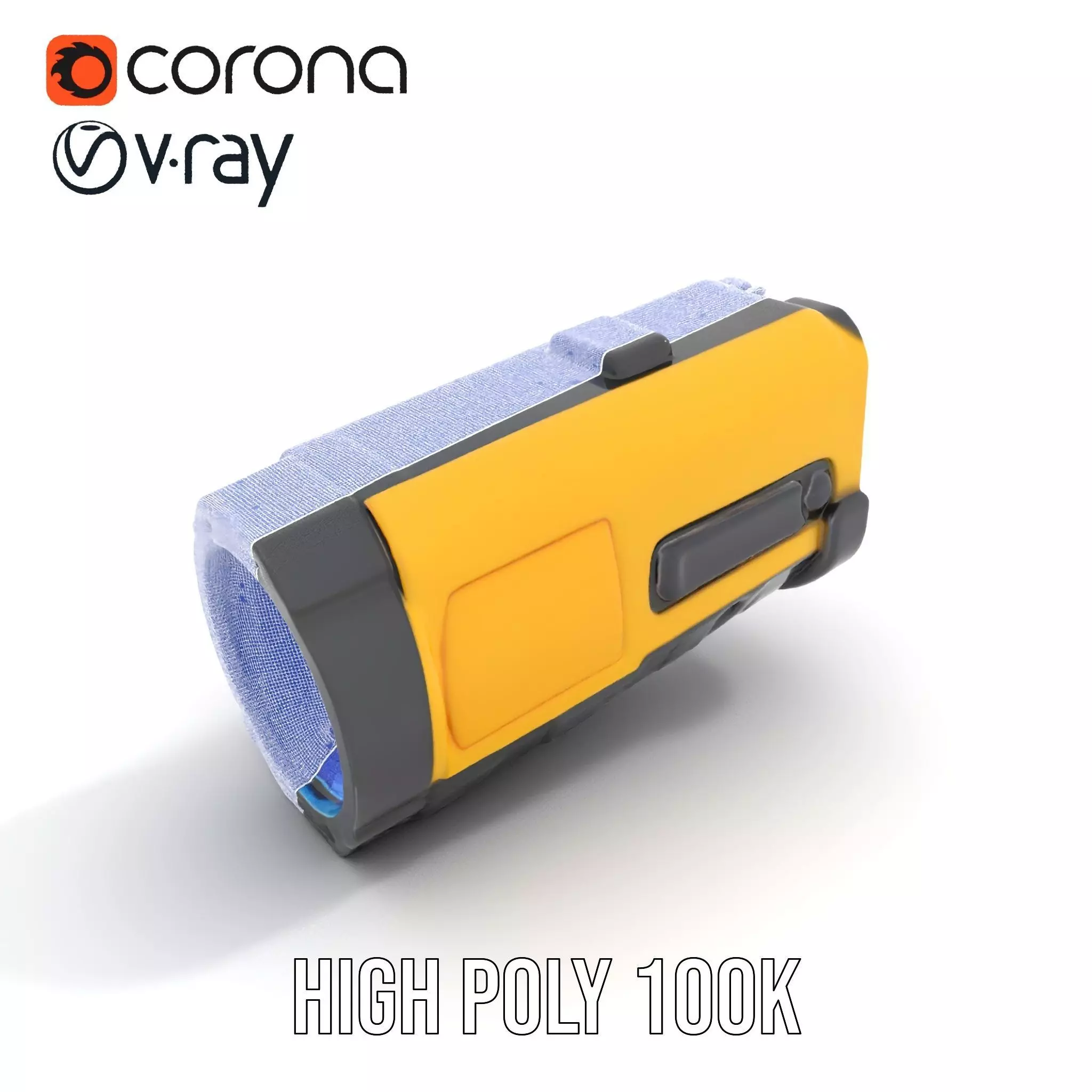 Yellow Handheld Flashlight Model Pack with Blue Lens Low-poly 3D model_33