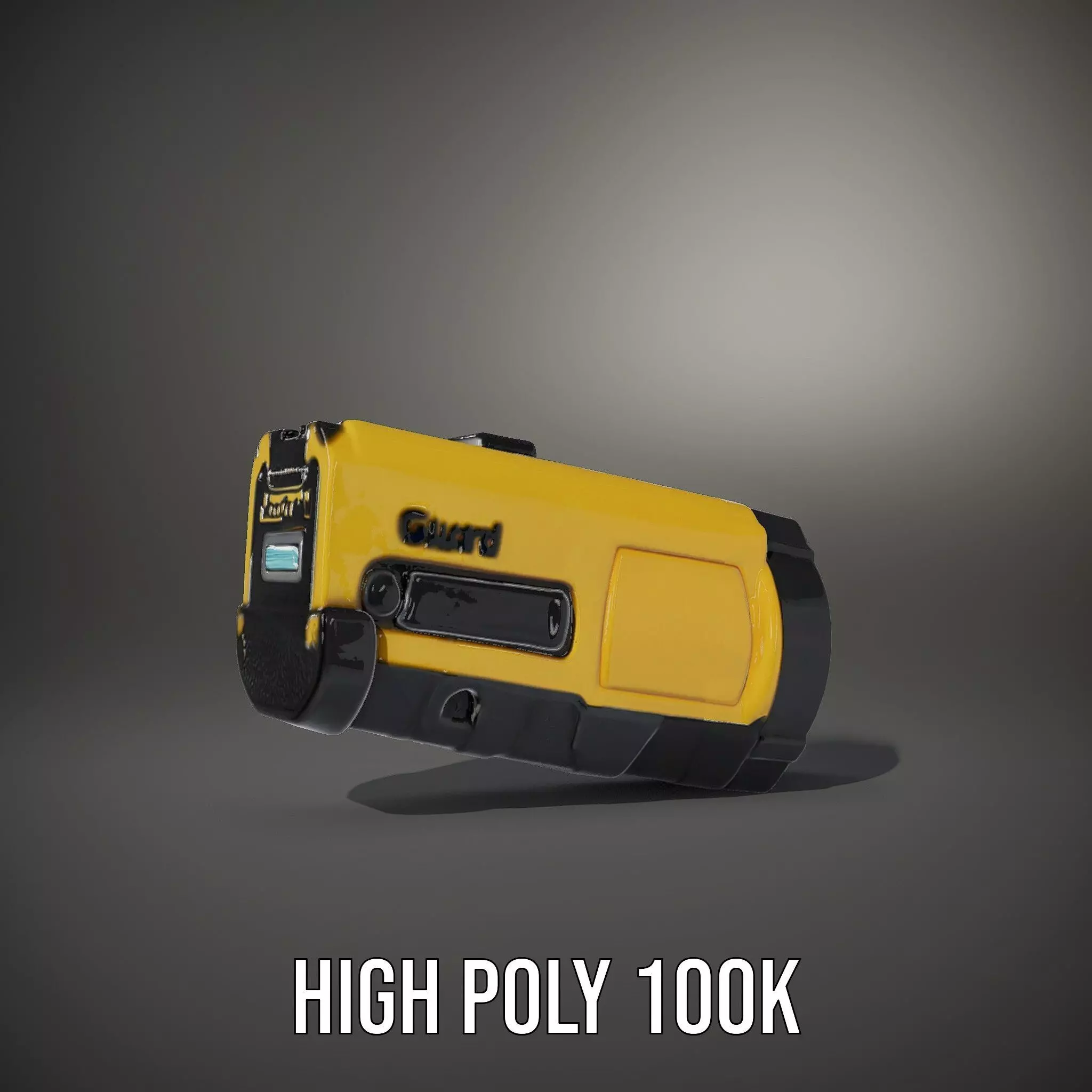 Yellow Handheld Flashlight Model Pack with Blue Lens Low-poly 3D model_11