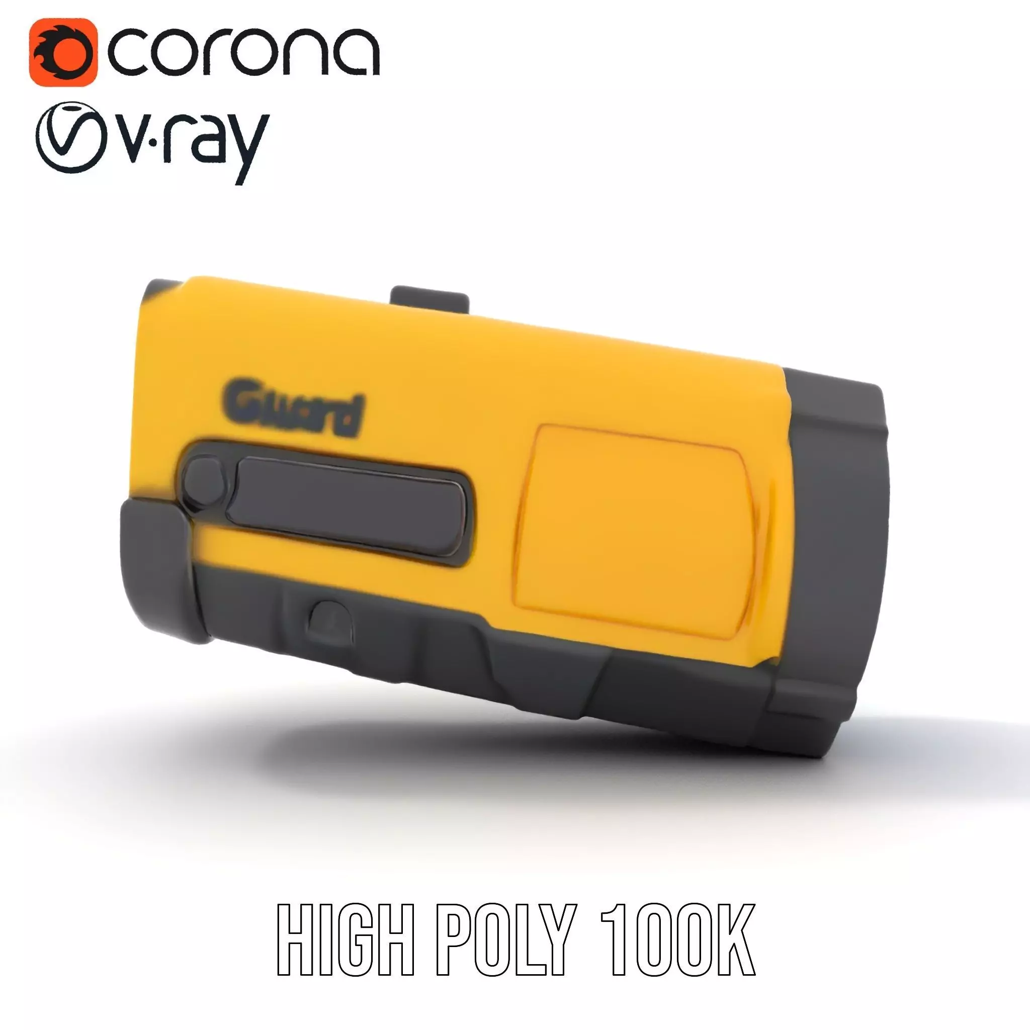 Yellow Handheld Flashlight Model Pack with Blue Lens Low-poly 3D model_24