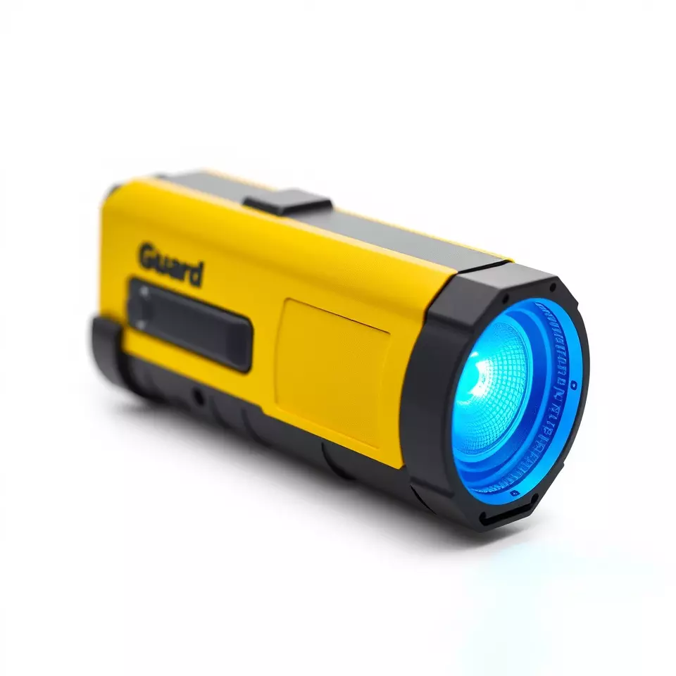 Yellow Handheld Flashlight Model Pack with Blue Lens Low-poly 3D model_3