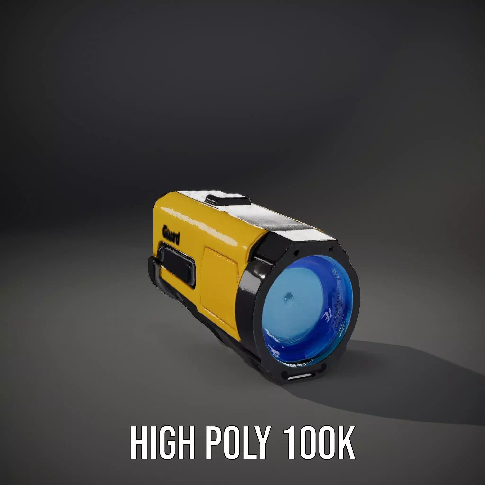 Yellow Handheld Flashlight Model Pack with Blue Lens Low-poly 3D model_9