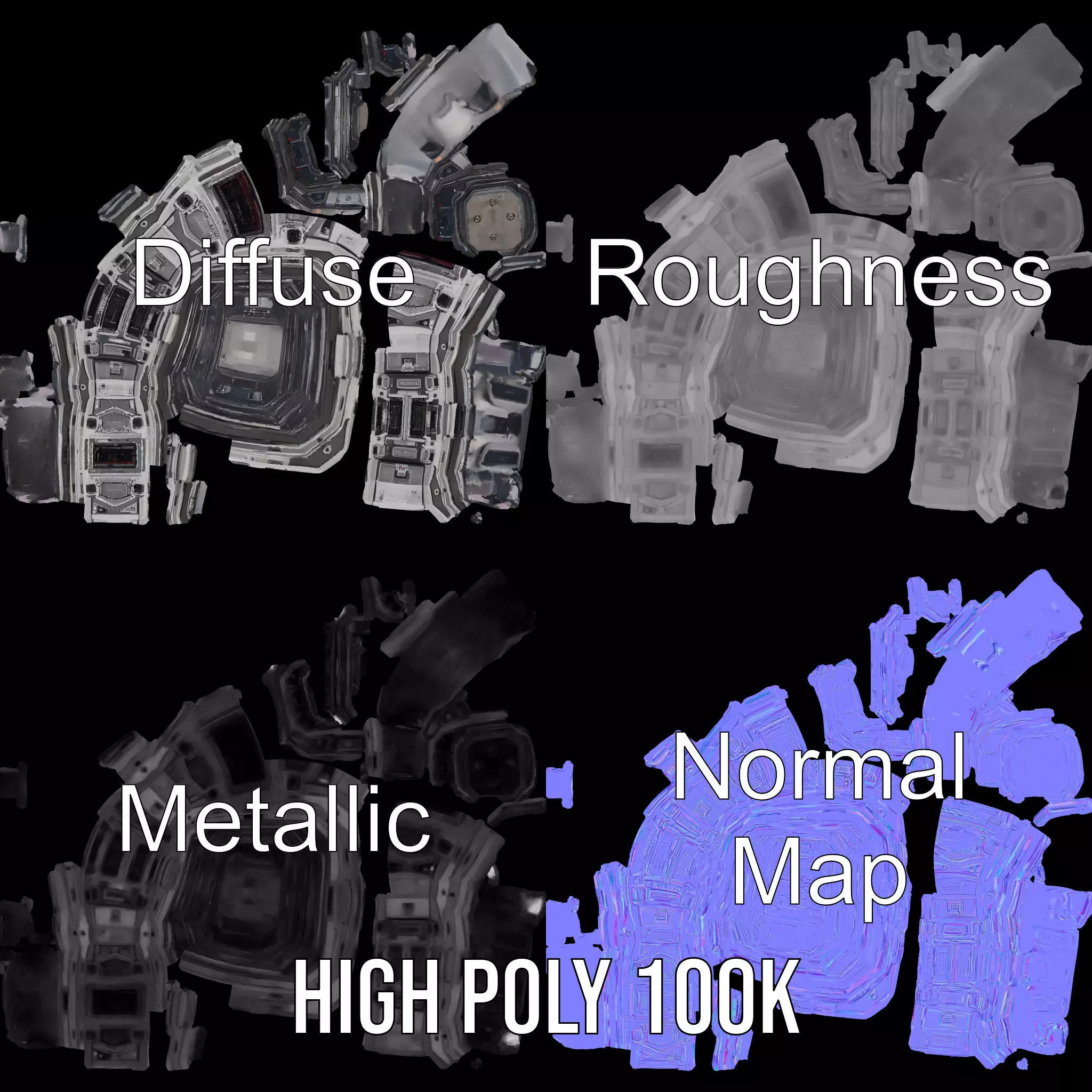 SciFi Corridor Interior Model Pack Low-poly 3D model_3