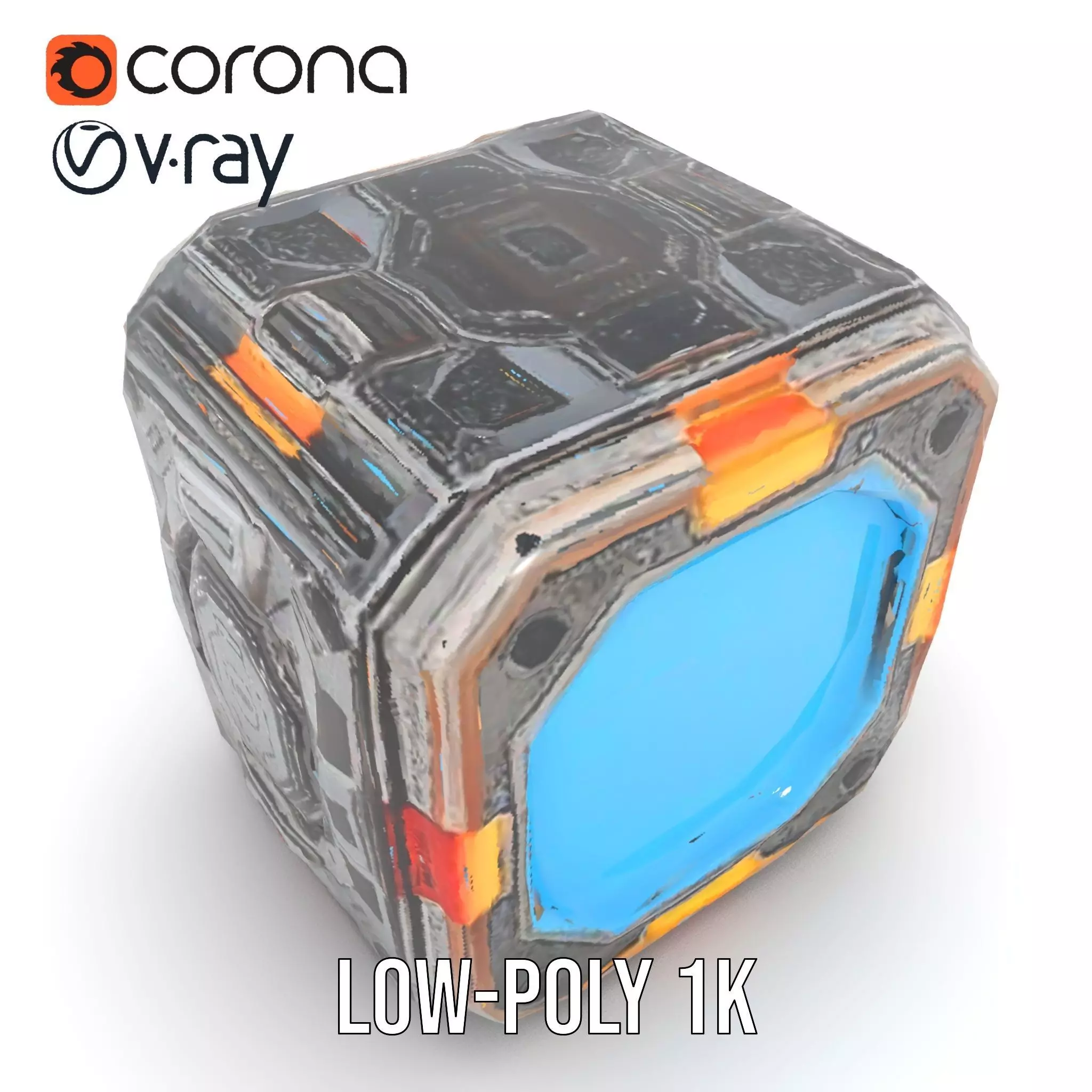 Futuristic SciFi Cargo Box model pack Low-poly 3D model_11