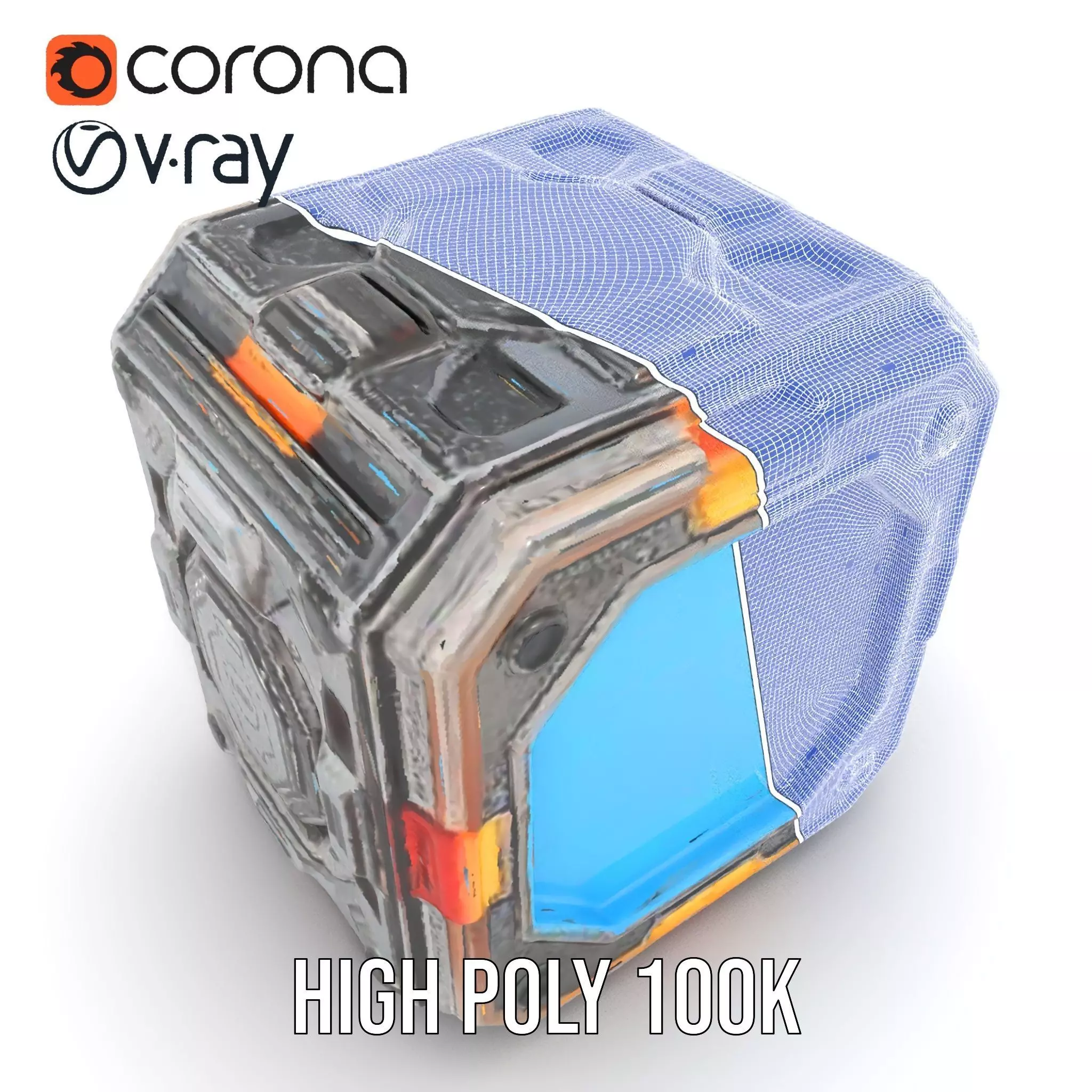 Futuristic SciFi Cargo Box model pack Low-poly 3D model_33