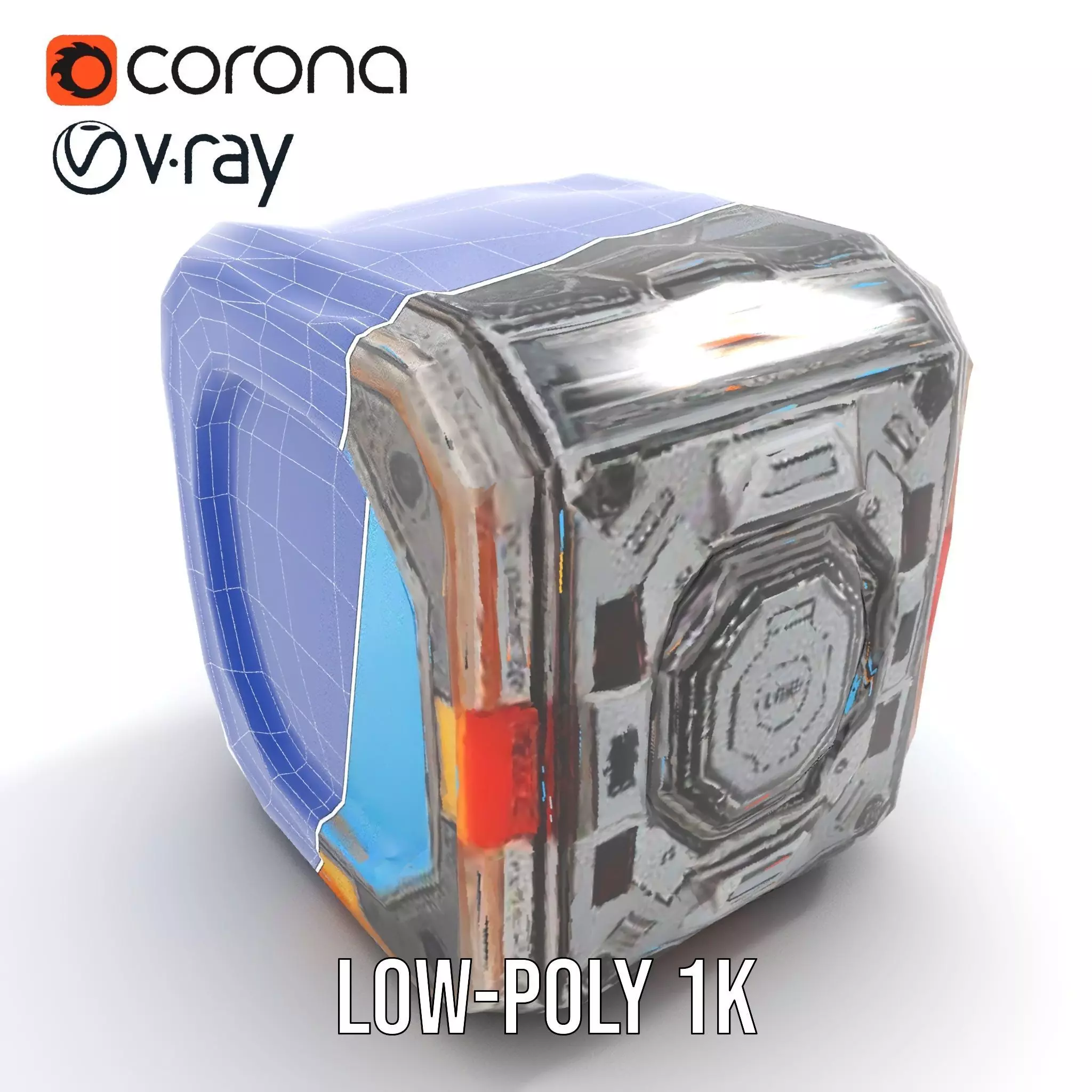 Futuristic SciFi Cargo Box model pack Low-poly 3D model_8