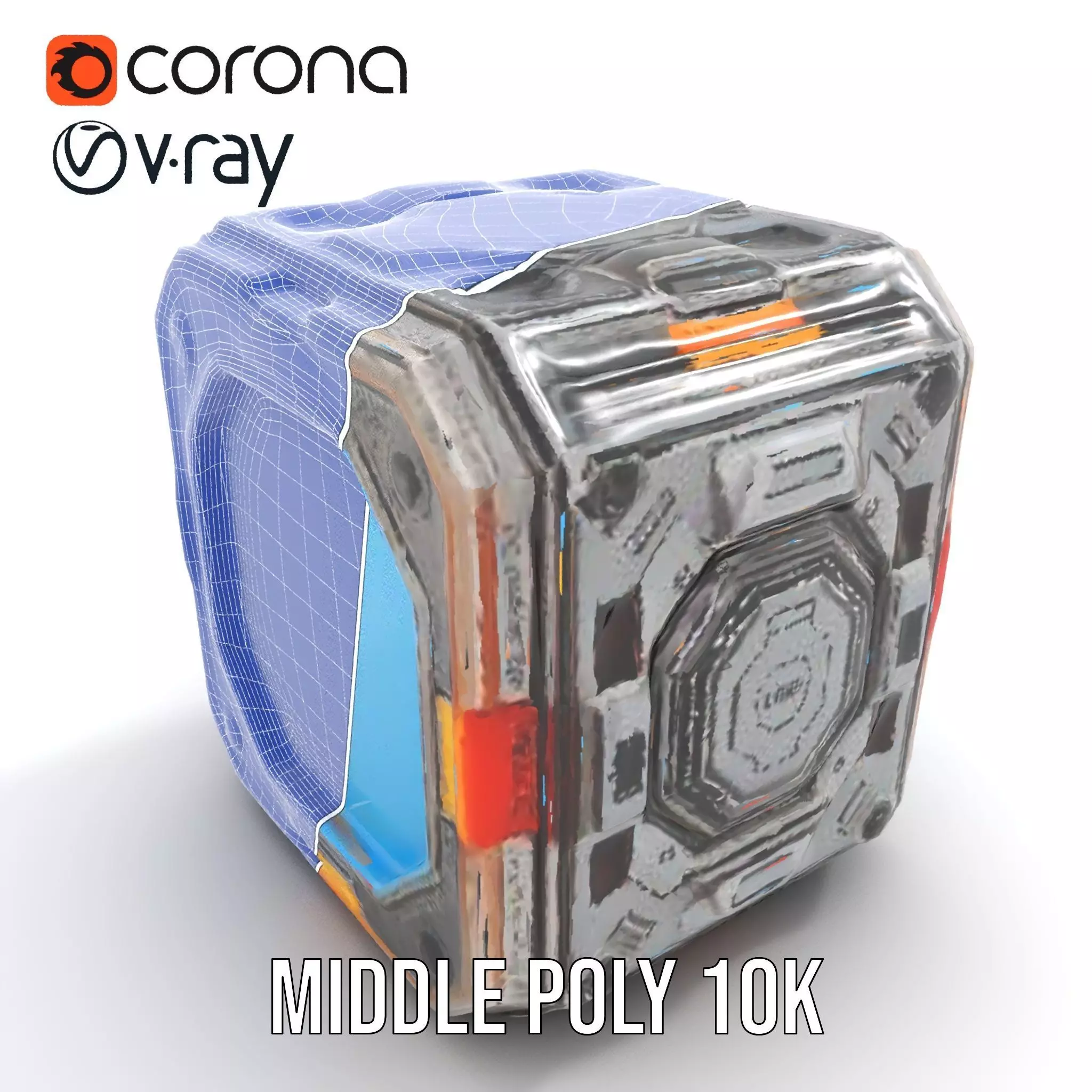 Futuristic SciFi Cargo Box model pack Low-poly 3D model_12