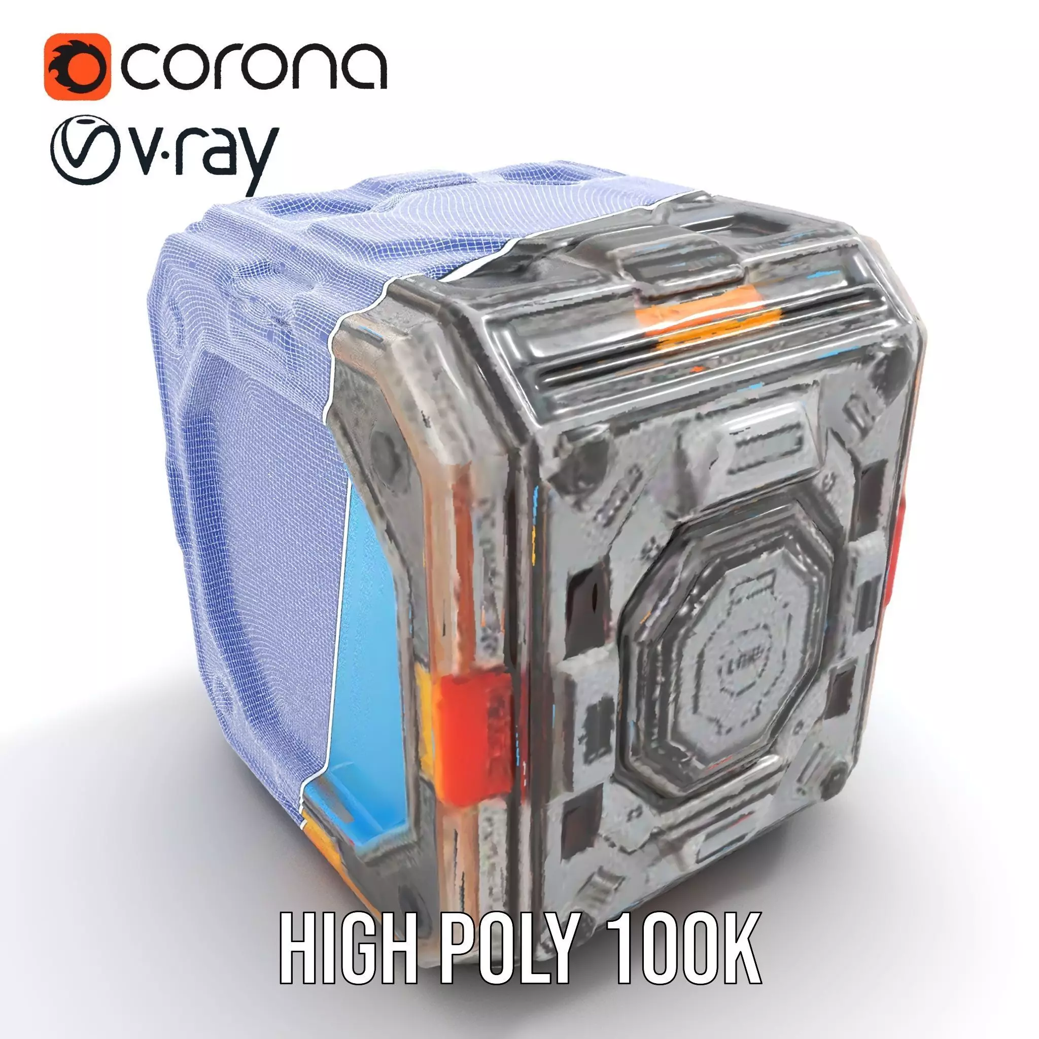 Futuristic SciFi Cargo Box model pack Low-poly 3D model_31