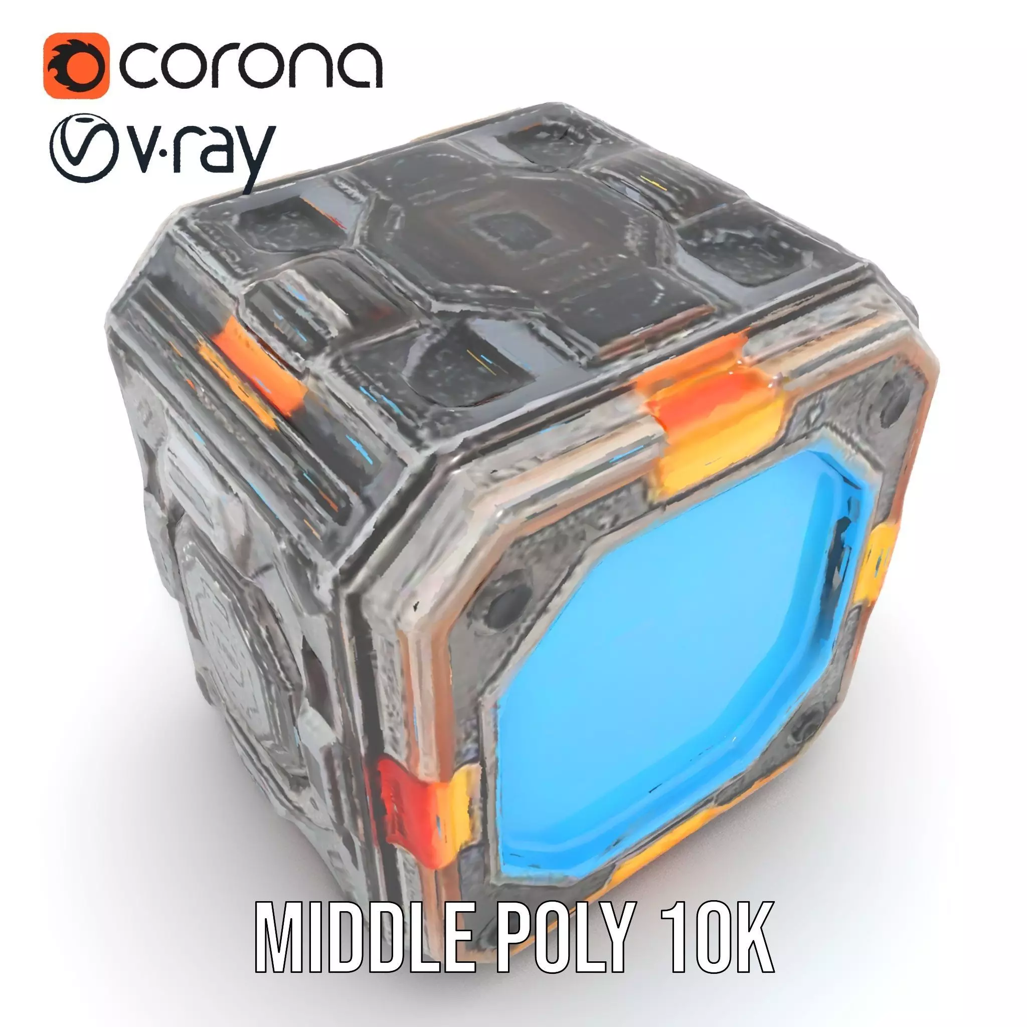 Futuristic SciFi Cargo Box model pack Low-poly 3D model_10
