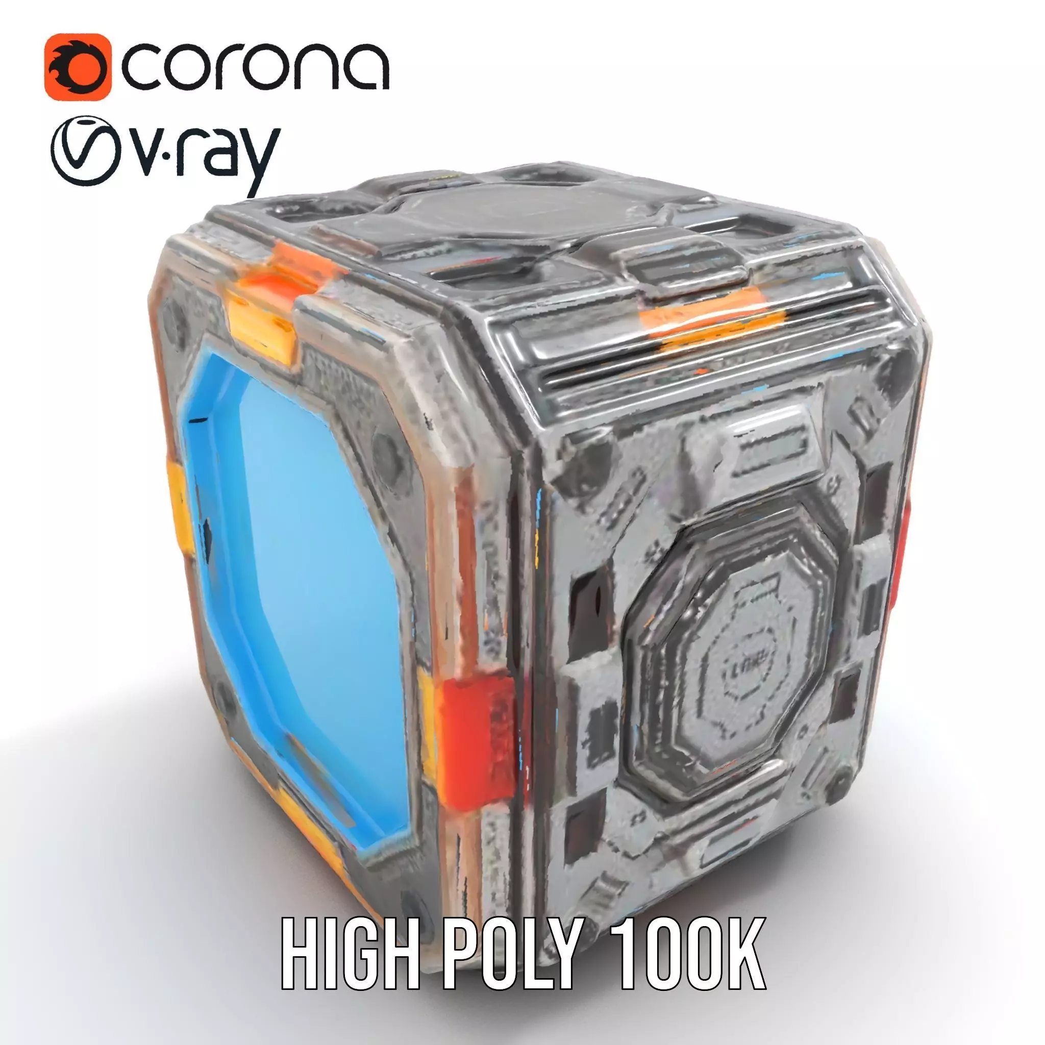 Futuristic SciFi Cargo Box model pack Low-poly 3D model_9